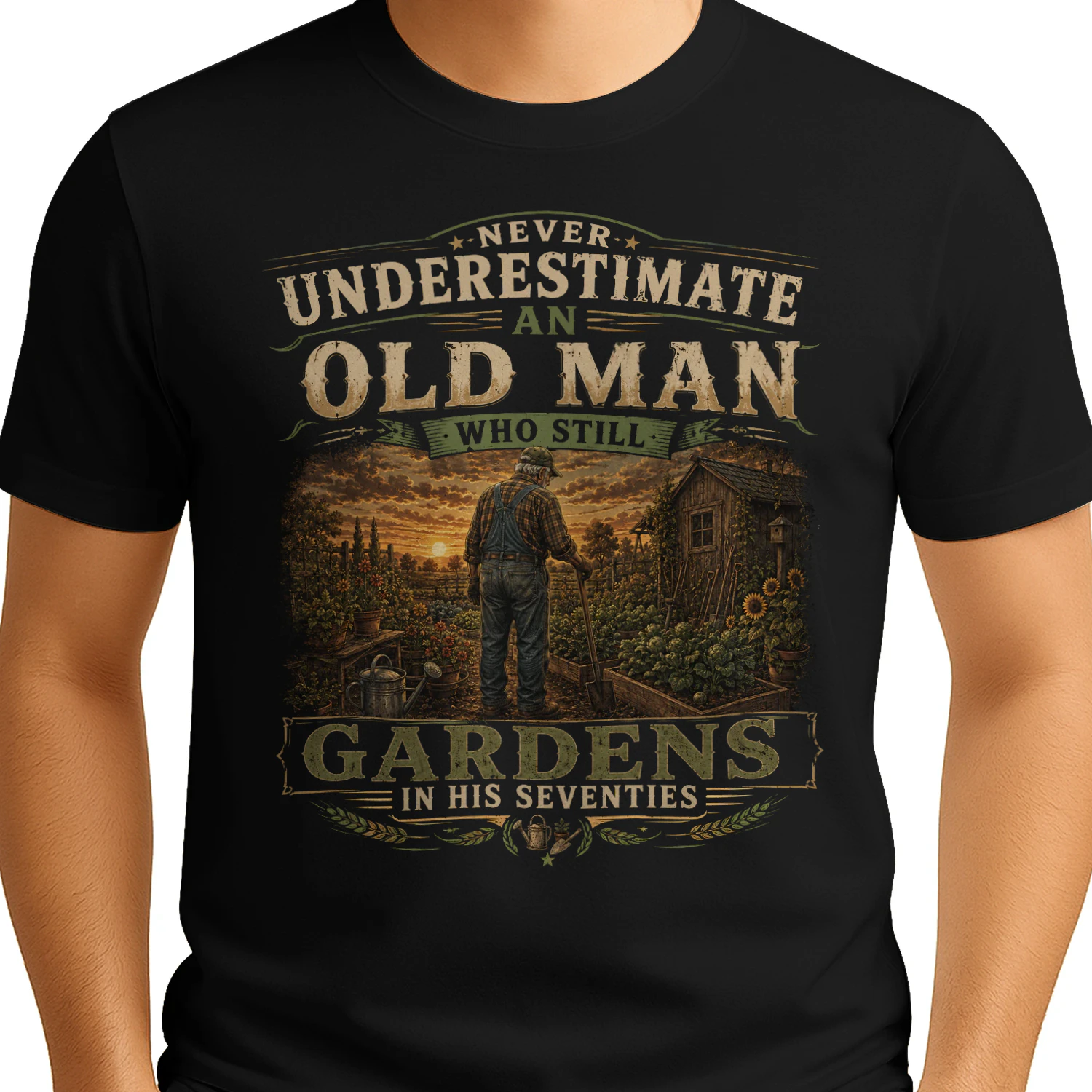 Never Underestimate An Old Man Who Gardens T-Shirt