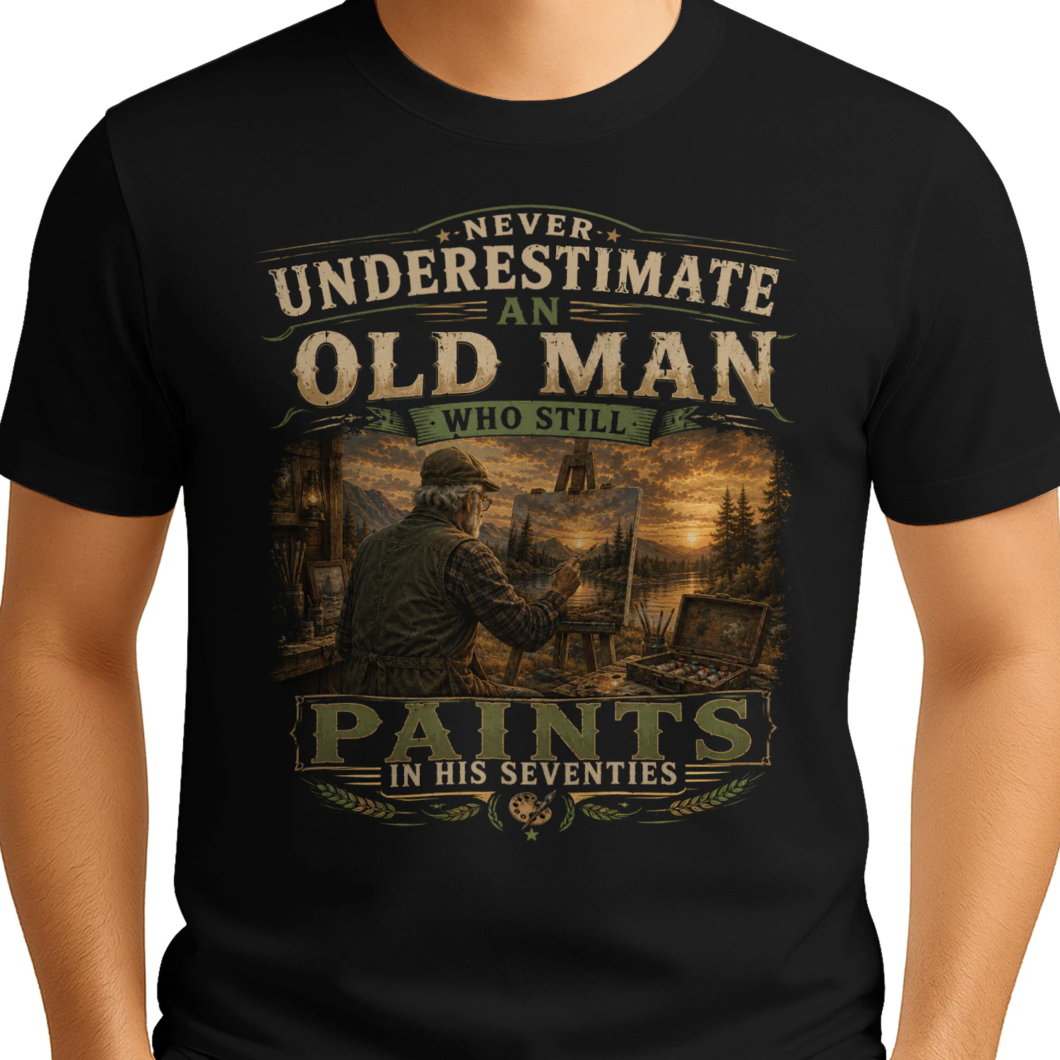 TEU0024 Never Underestimate An Old Man Who Paints T-Shirt