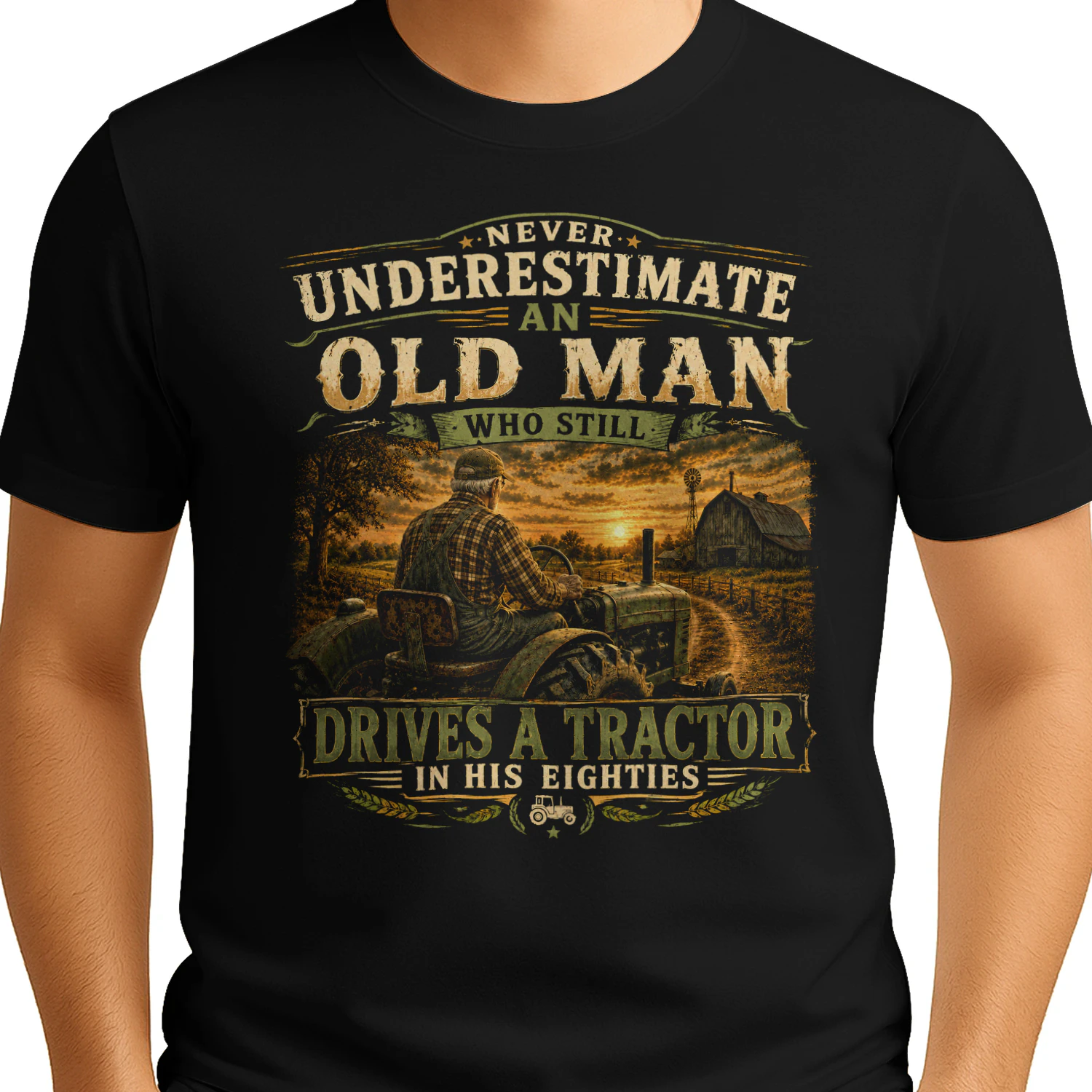 TEU0617 Drives A Tractor In His Eighties