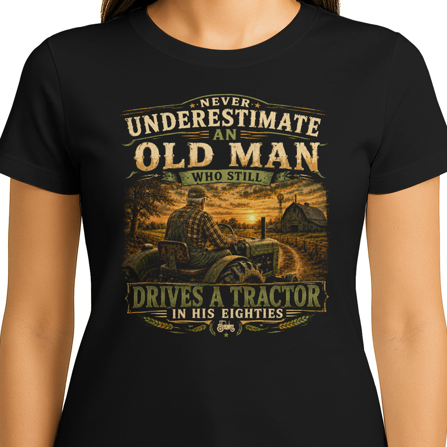 TEU0617 Drives A Tractor In His Eighties