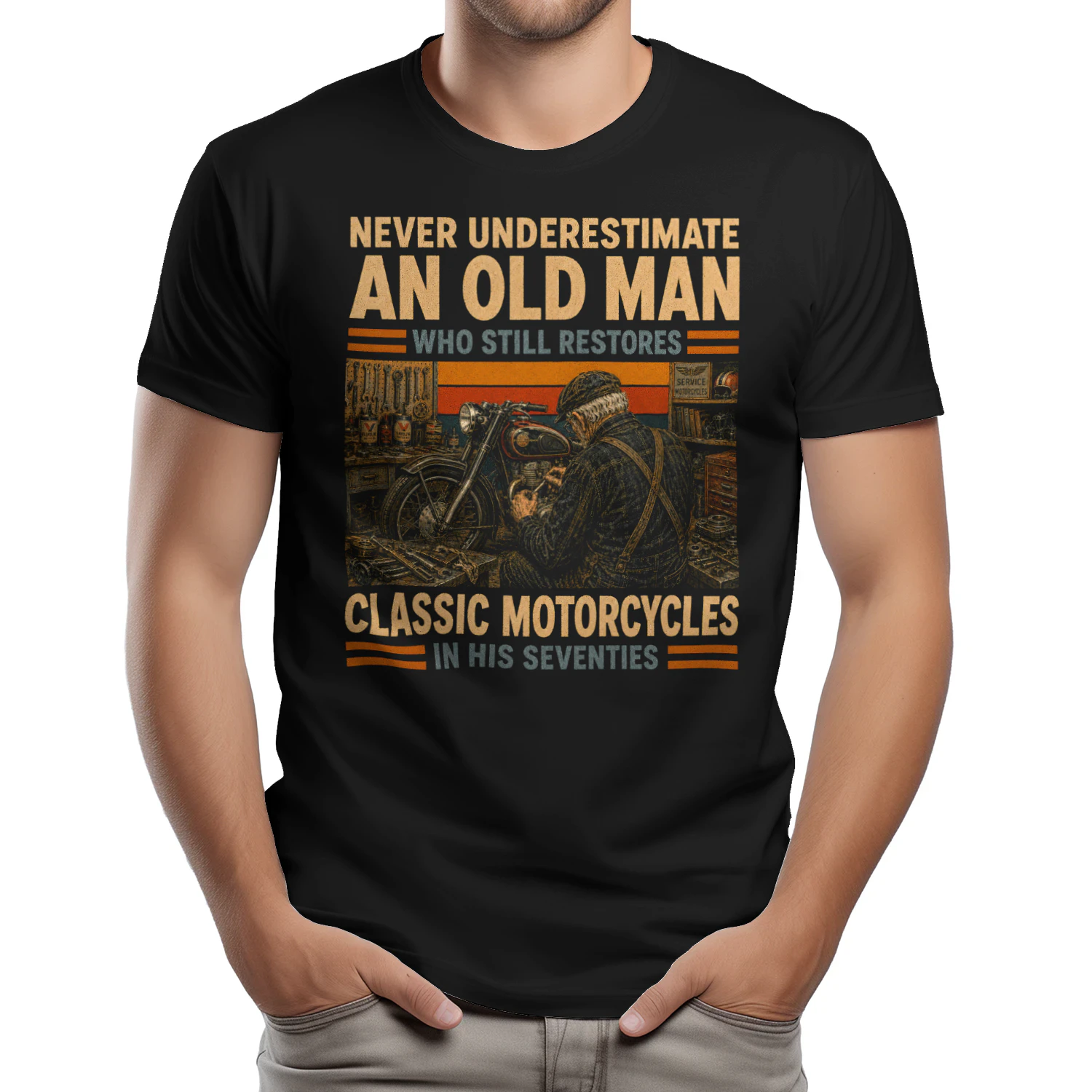 TEU0613 Classic Motorcycles In His Seventies