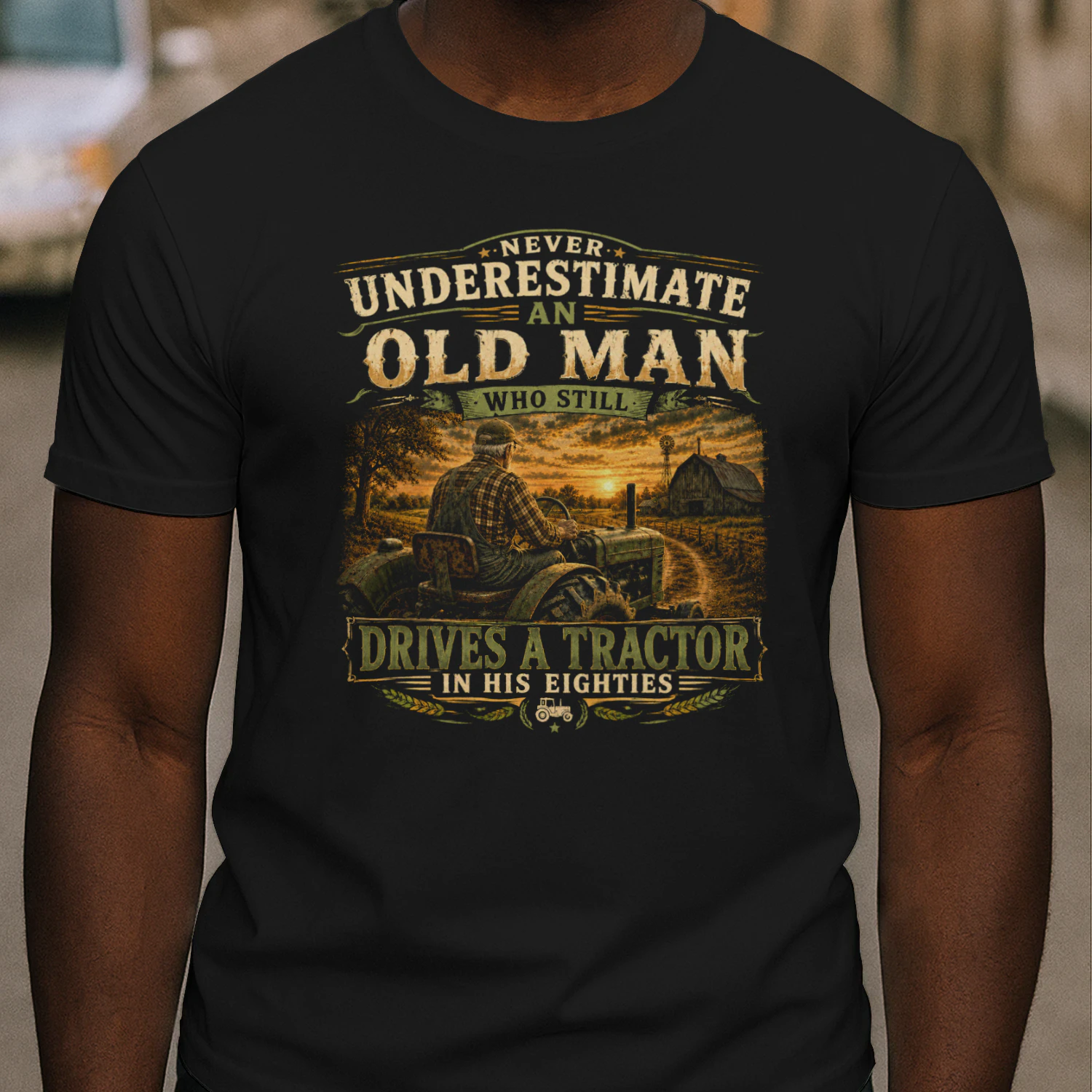 TEU0617 Drives A Tractor In His Eighties