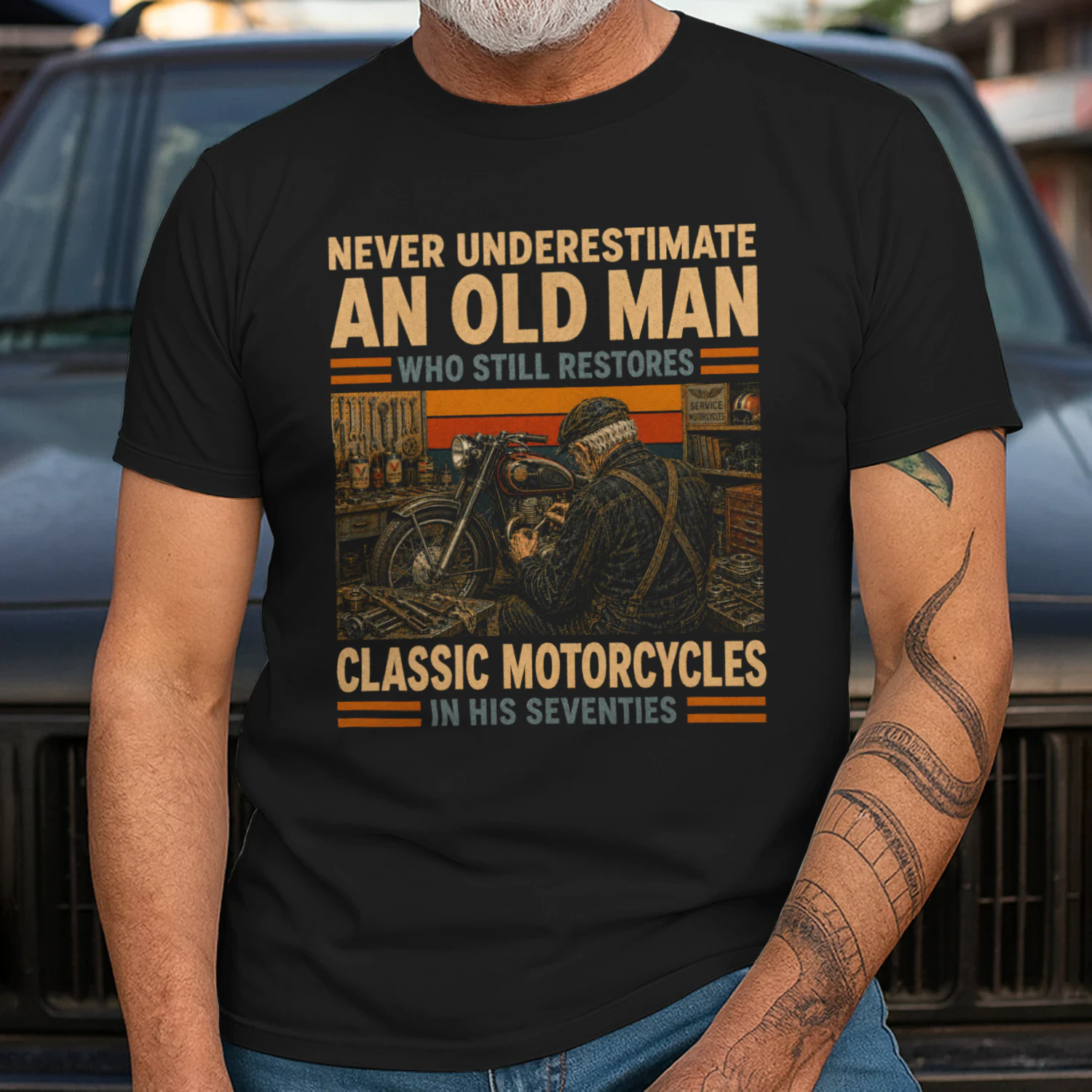 TEU0613 Classic Motorcycles In His Seventies