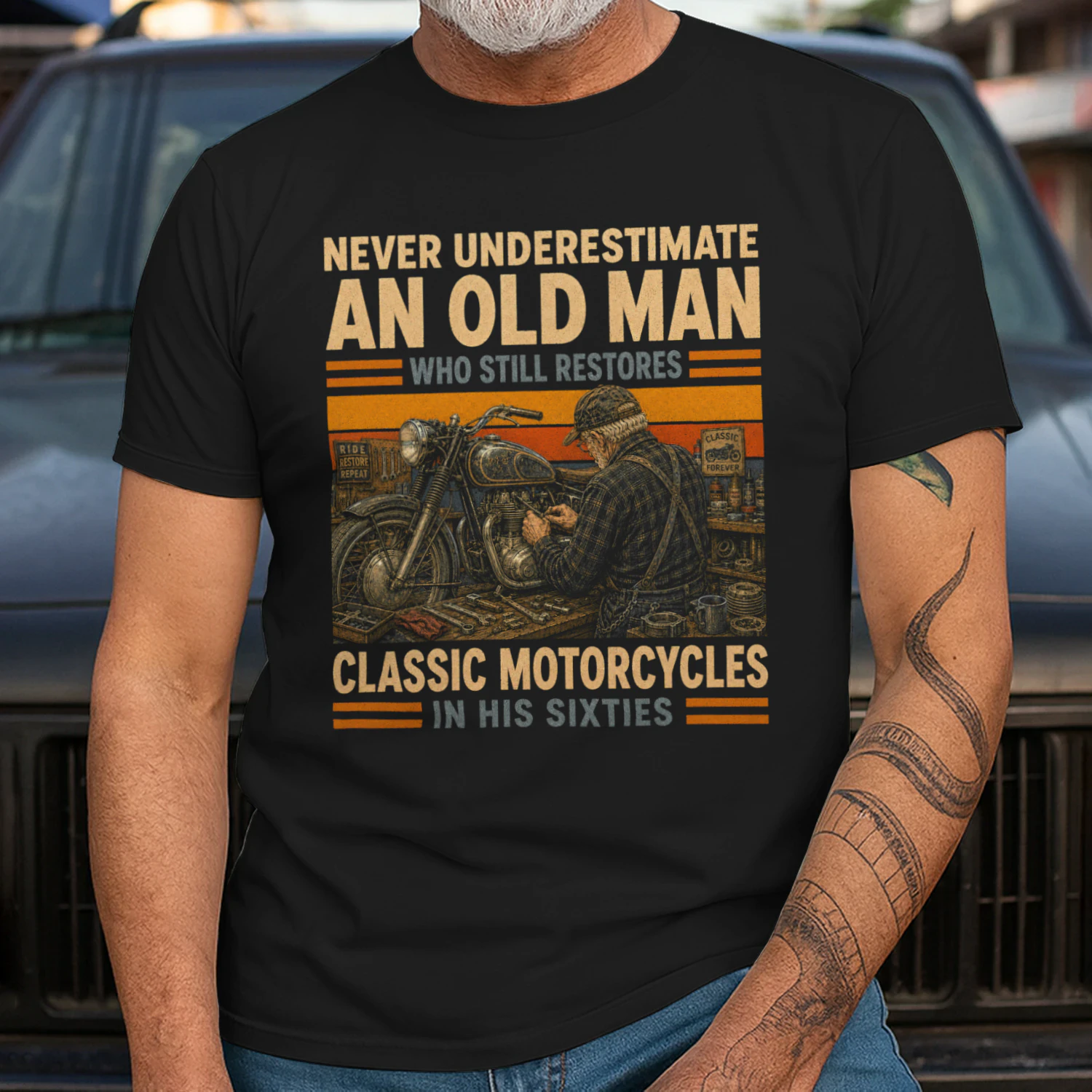 TEU0614 Classic Motorcycles In His Sixties