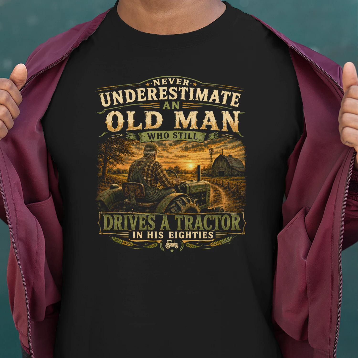 TEU0617 Drives A Tractor In His Eighties
