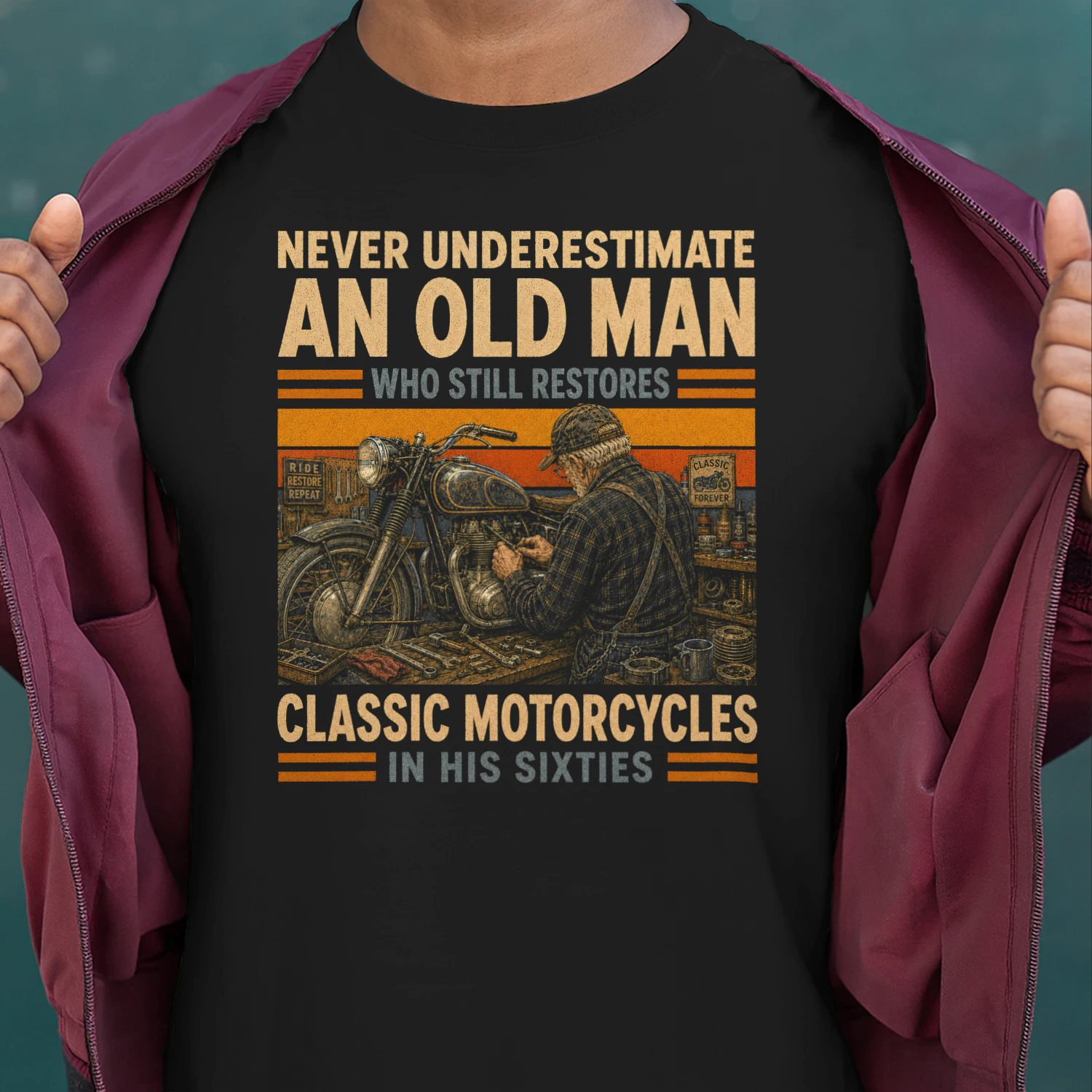 TEU0614 Classic Motorcycles In His Sixties