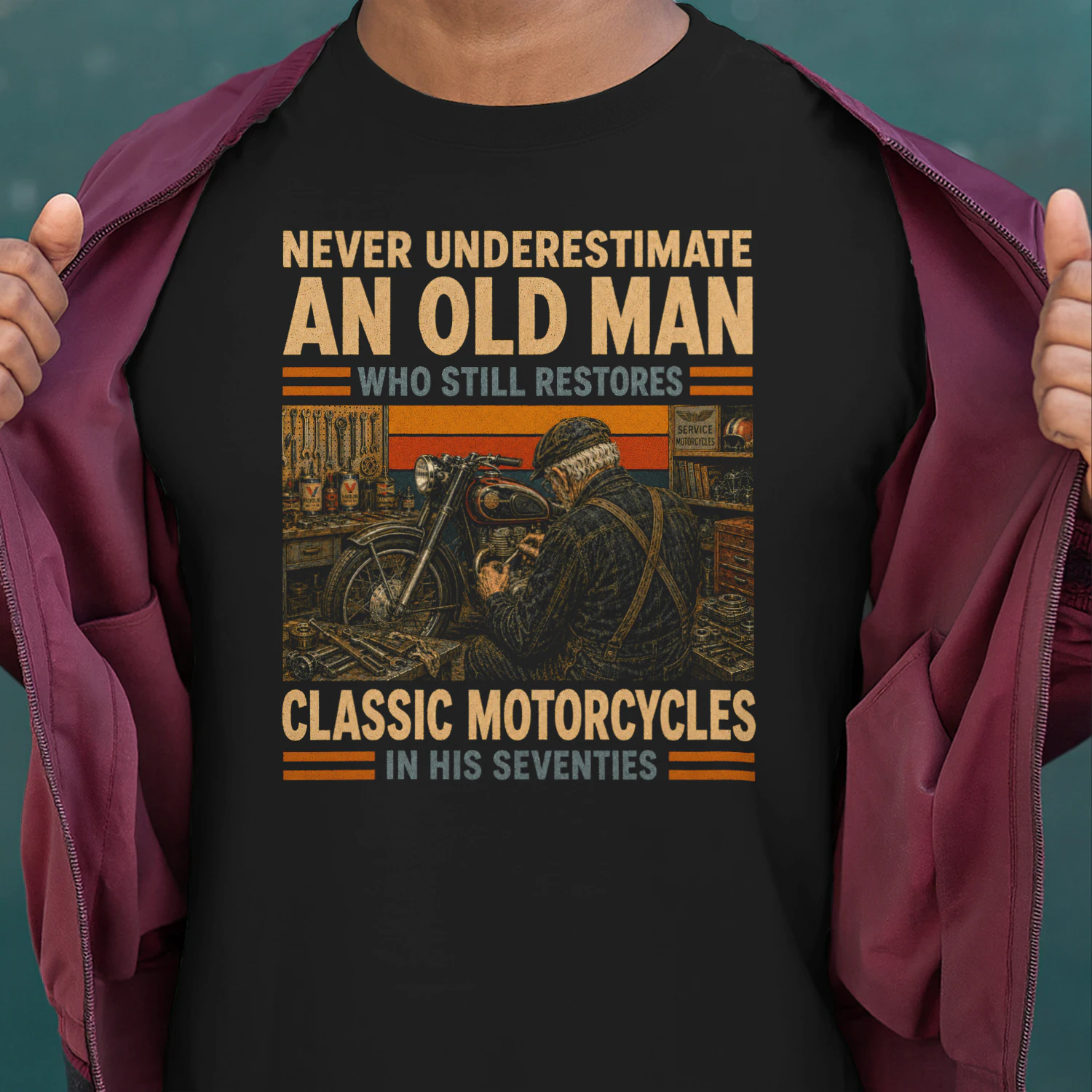 TEU0613 Classic Motorcycles In His Seventies