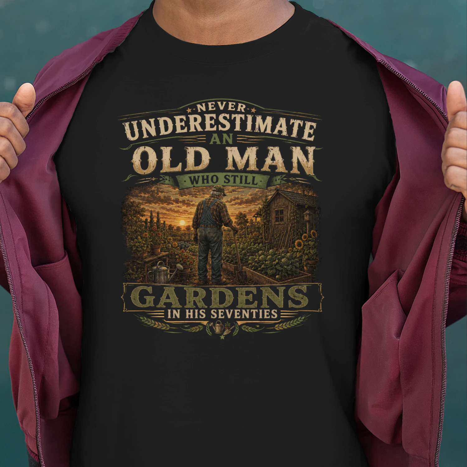 Never Underestimate An Old Man Who Gardens T-Shirt