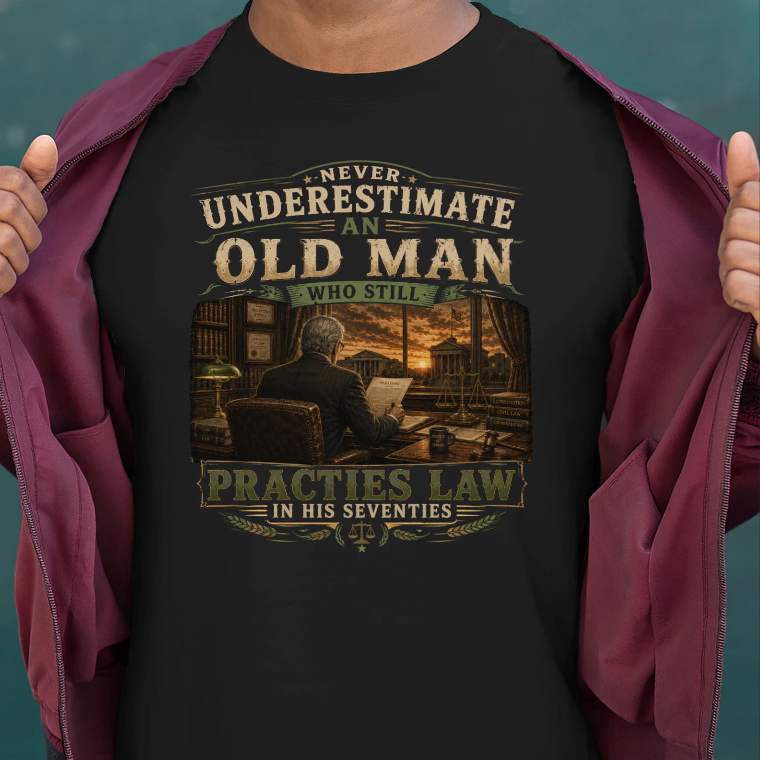 Never Underestimate An Old Man Who Practices Law T-Shirt