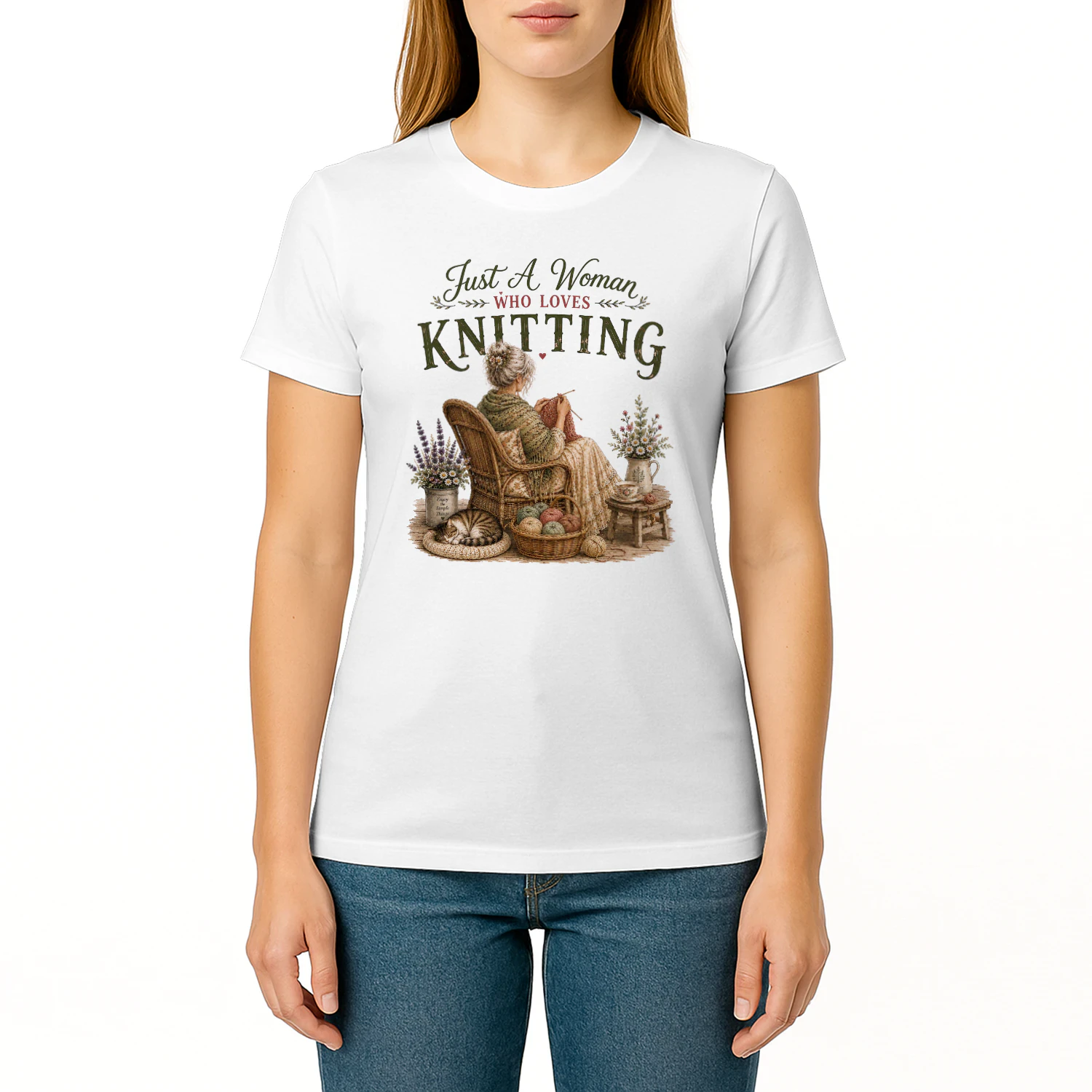 TEU0196 Just A Woman Who Loves Knitting