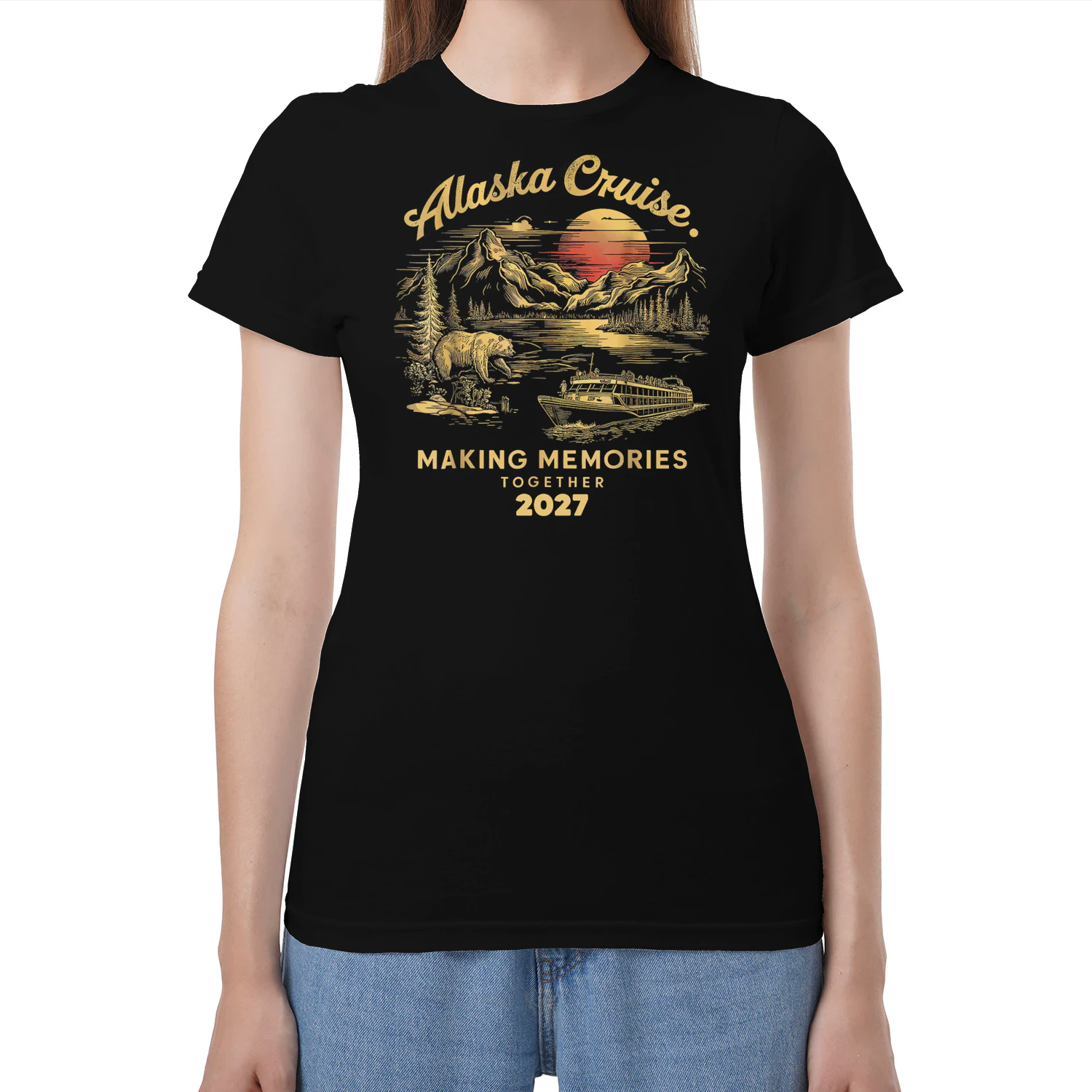 Alaska Cruise 2027 Matching Family Vacation T-Shirt | Vintage Bear Mountain Cruise Ship Group Travel Tee