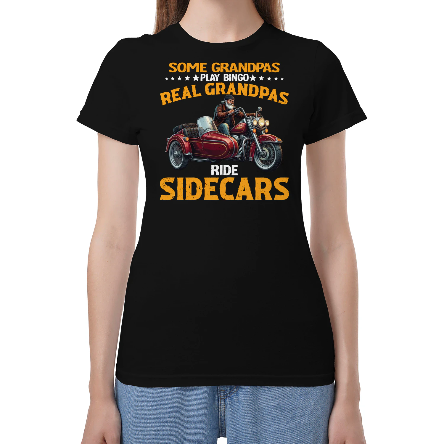 Real Grandpas Ride Sidecars T-Shirt | Funny Motorcycle Sidecar Grandpa Shirt | Vintage Biker Gift for Men