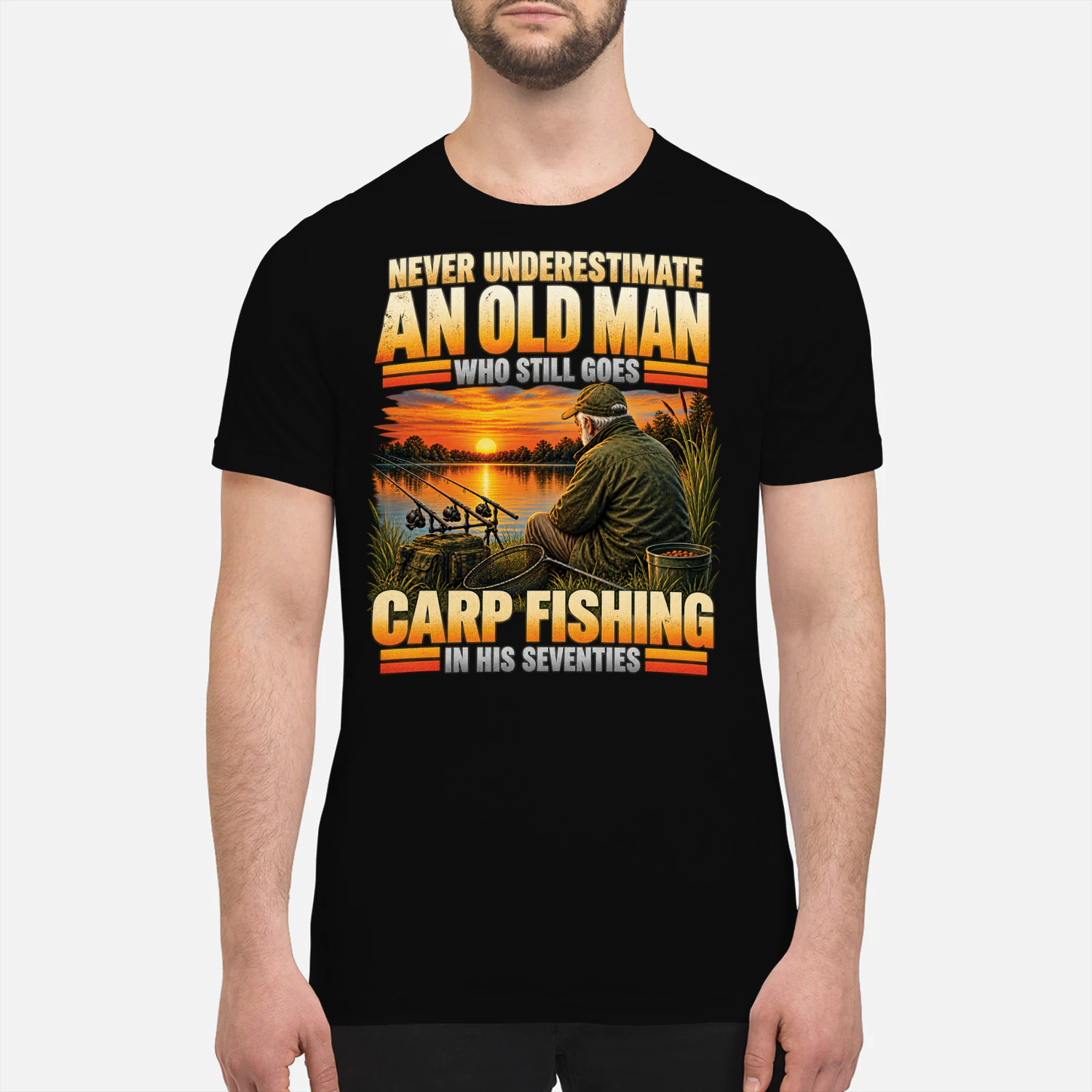 Carp Fishing in His Seventies T-Shirt, Funny Old Man Fishing Gift, Retirement Carp Angler Shirt