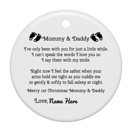 Mommy and Daddy 1st Christmas special Customizable Ornaments.