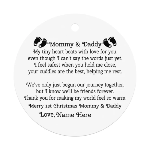 Mommy and Daddy 1st Christmas special Customizable Ornaments.