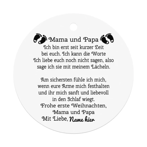 Frohe erste Weihnachten Mama & Papa Personalisiertes Geschenk.