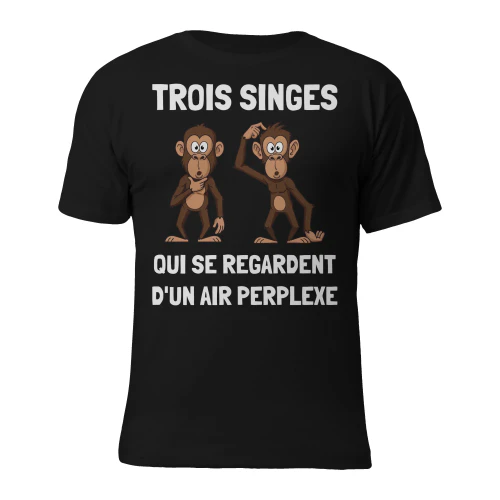 Trois singes qui se regardent d'un air perplexe