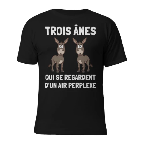 Trois ânes qui se regardent d'un air perplexe