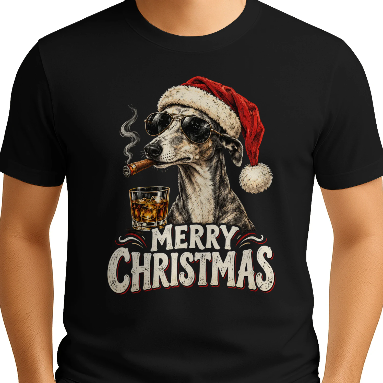 Santa Dog Merry Christmas  – Funny Vintage Christmas Gift for Dog Lovers 