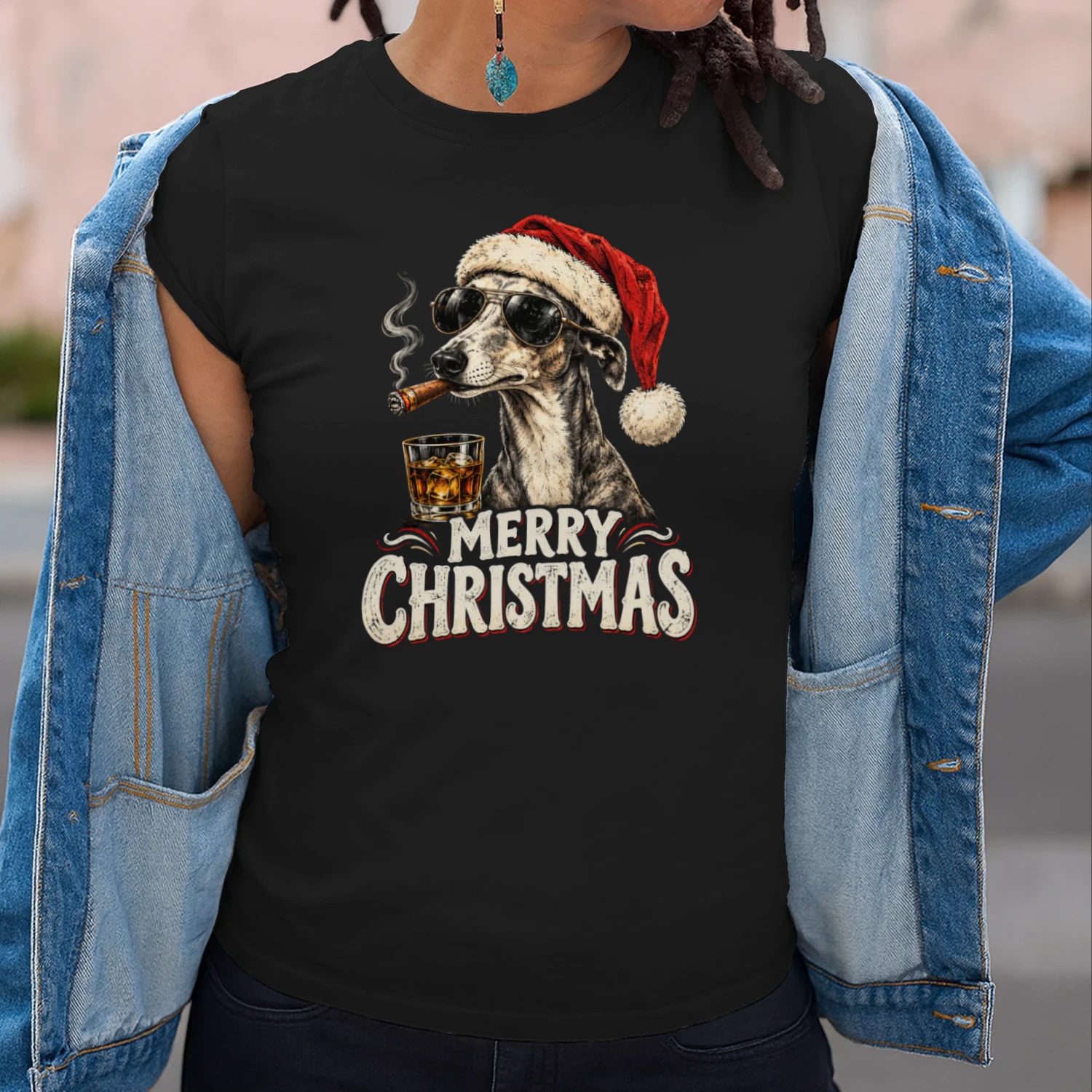 Santa Dog Merry Christmas  – Funny Vintage Christmas Gift for Dog Lovers 