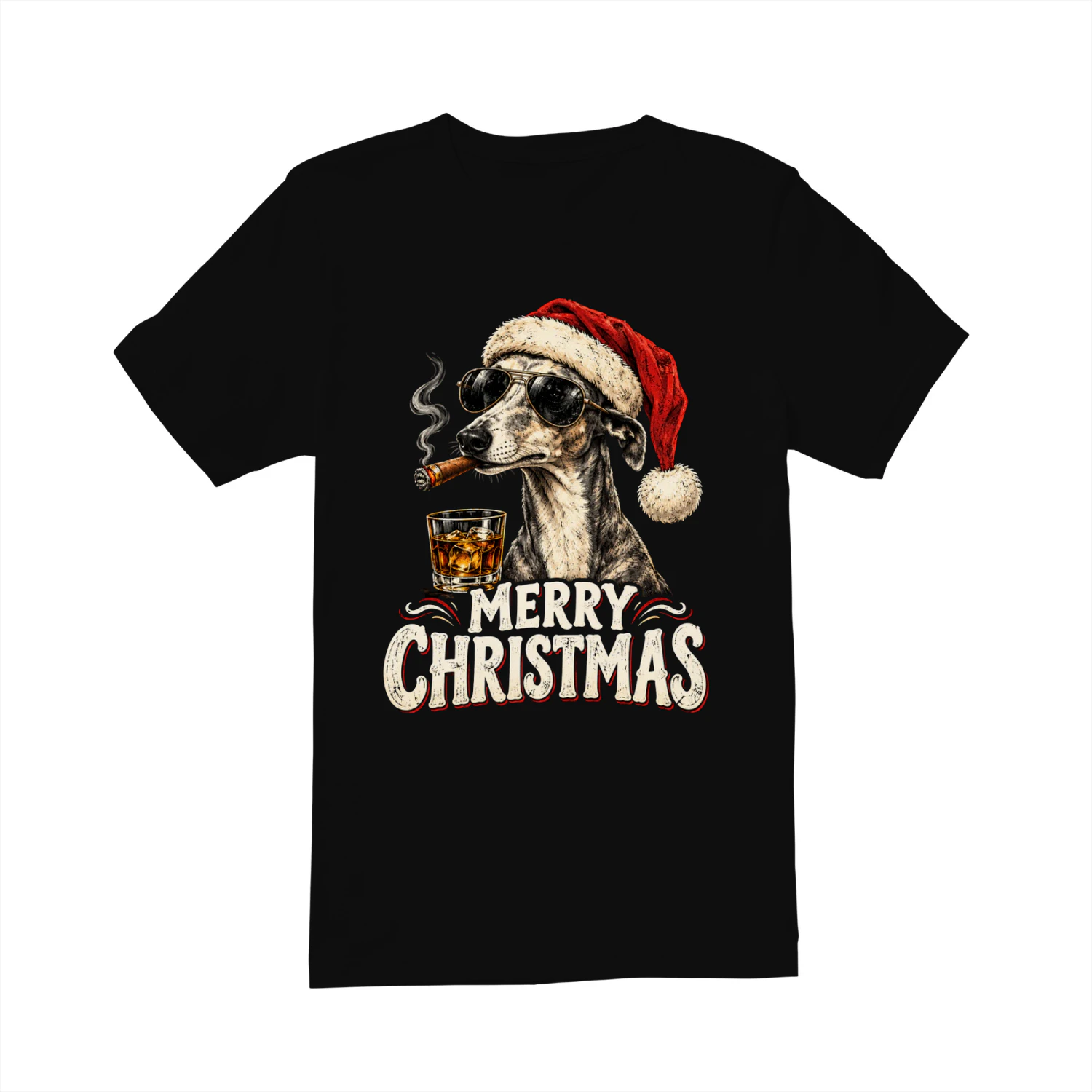 Santa Dog Merry Christmas  – Funny Vintage Christmas Gift for Dog Lovers 