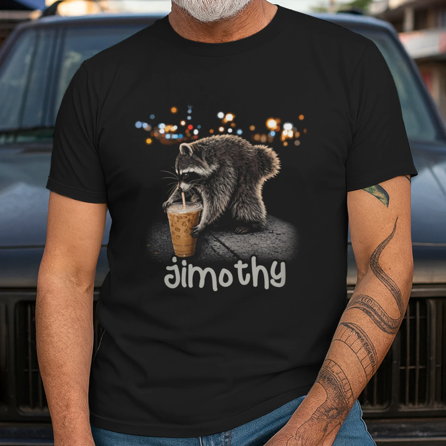 Jimothy Coffee Lover Raccoon T-Shirt