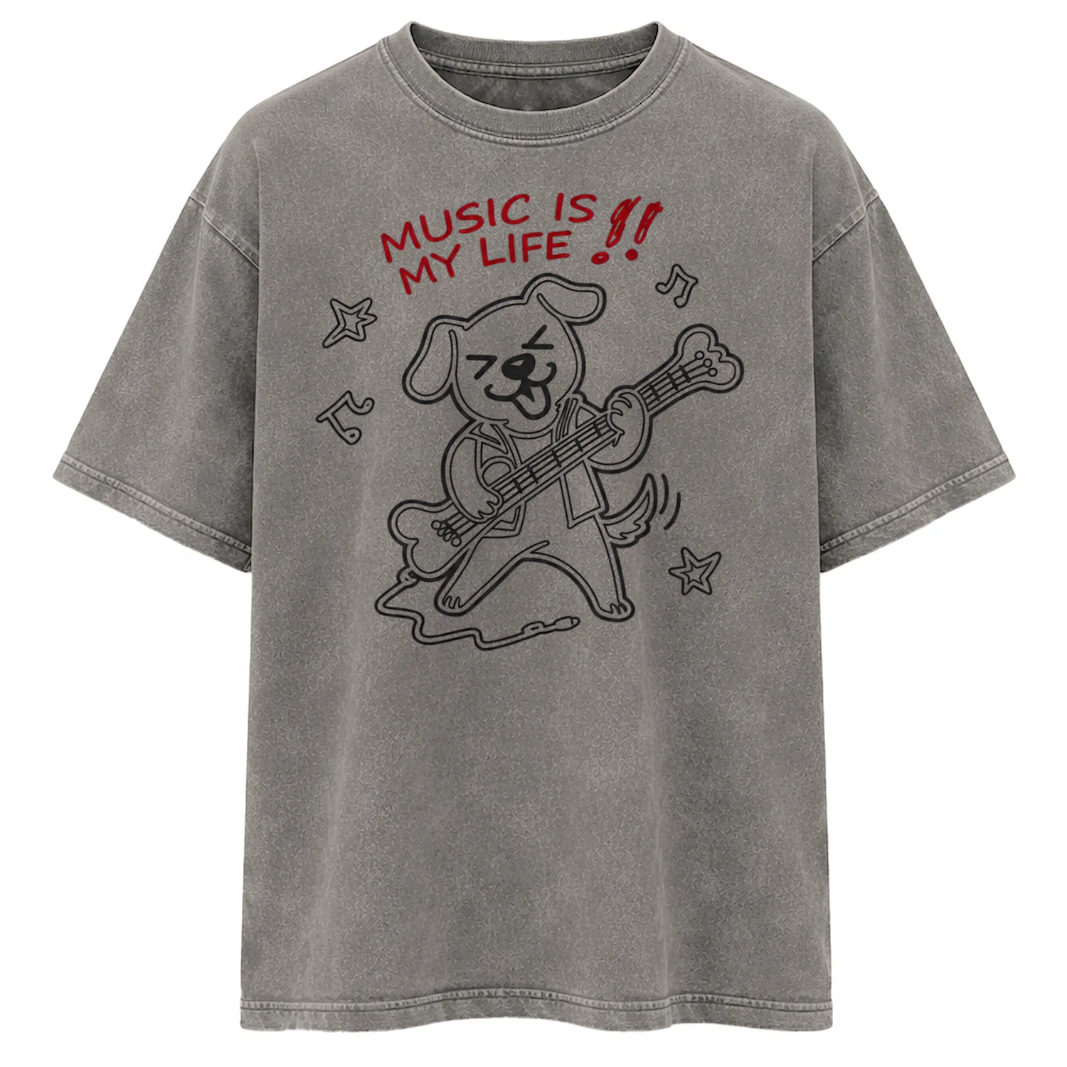 MUSIC IS MY LIFE — Acid Washed Graphic Tee
