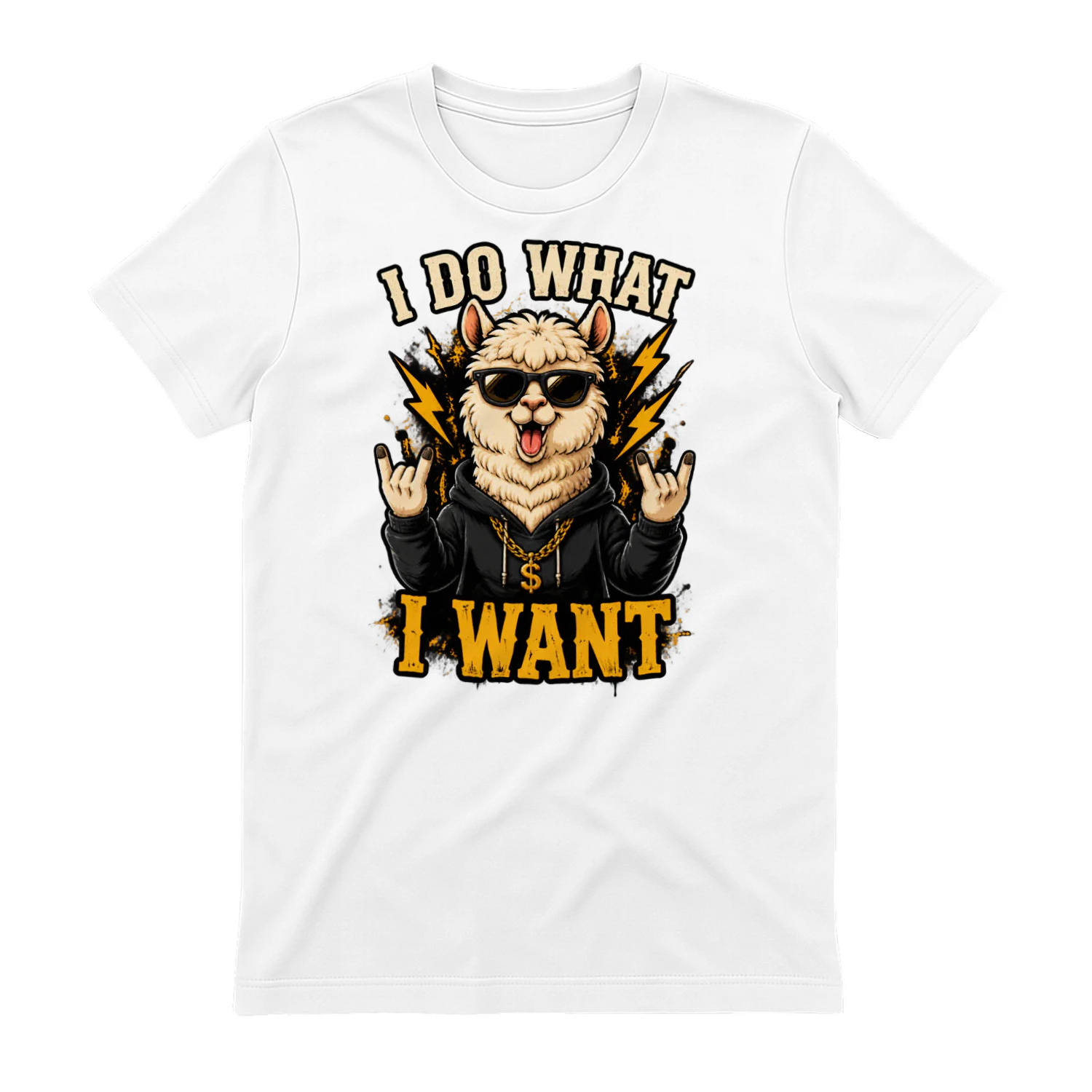 I Do What I Want Funny Llama Shirt, Cool Alpaca Rock Meme Tee, Rebel Animal Lover Graphic T Shirt