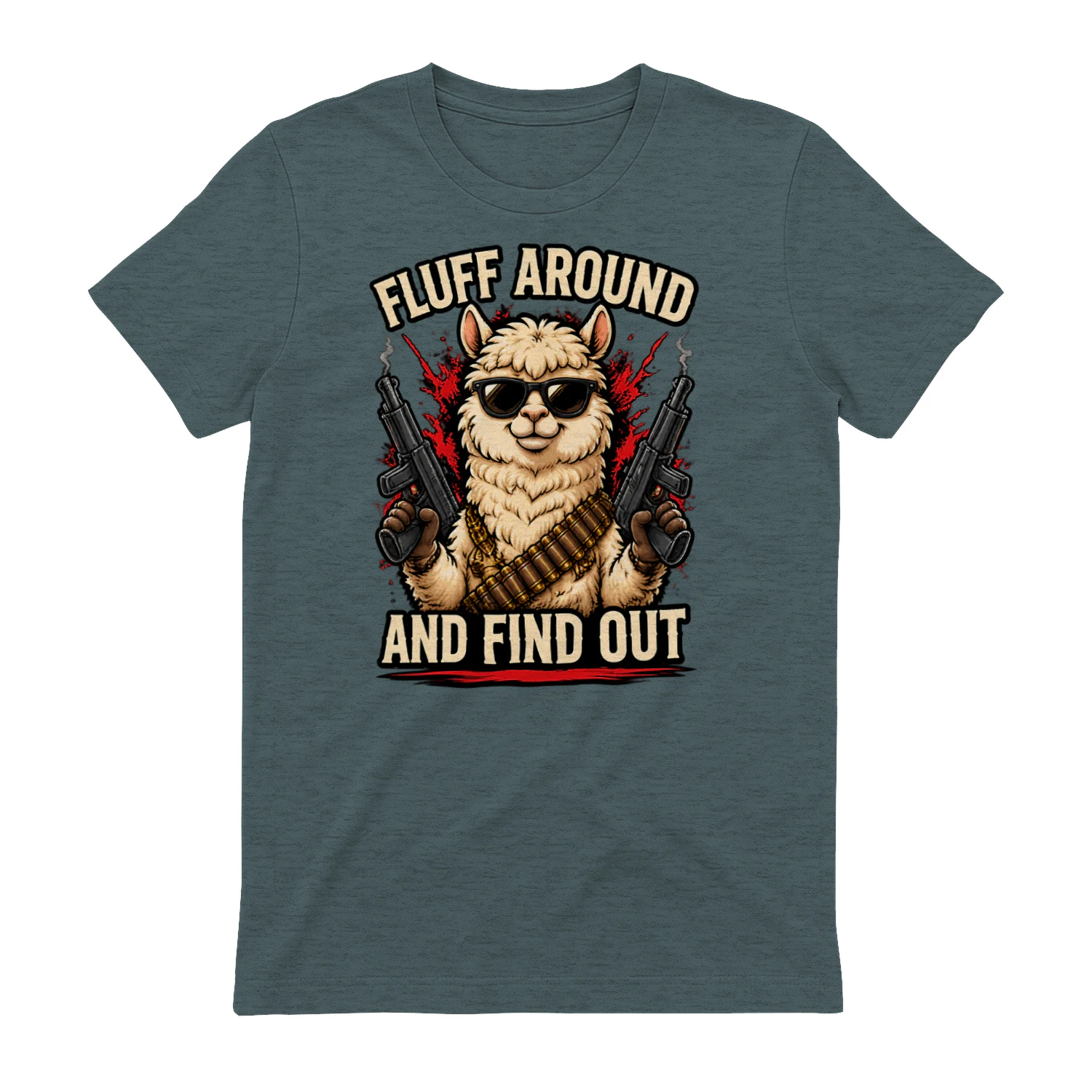 Fluff Around And Find Out Funny Llama Military T Shirt, Tactical Alpaca Meme Shirt, Animal Lover Streetwear Gift
