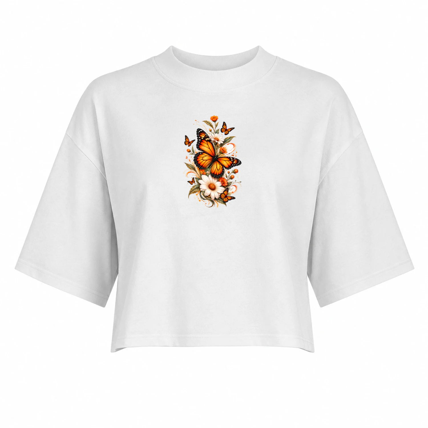 Butterfly Shirt, Monarch Butterfly T-Shirt, Floral Butterfly Tee, Nature Lover Gift, Botanical Graphic Shirt