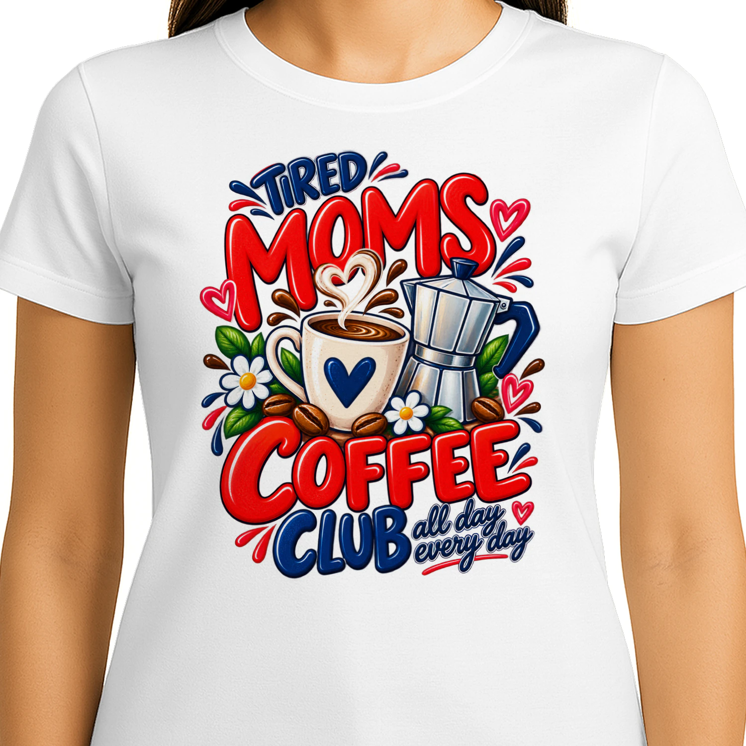 Tired Moms Coffee Club Coffee Lover Mom Shirt Design – Funny Mom Life Coffee Graphic