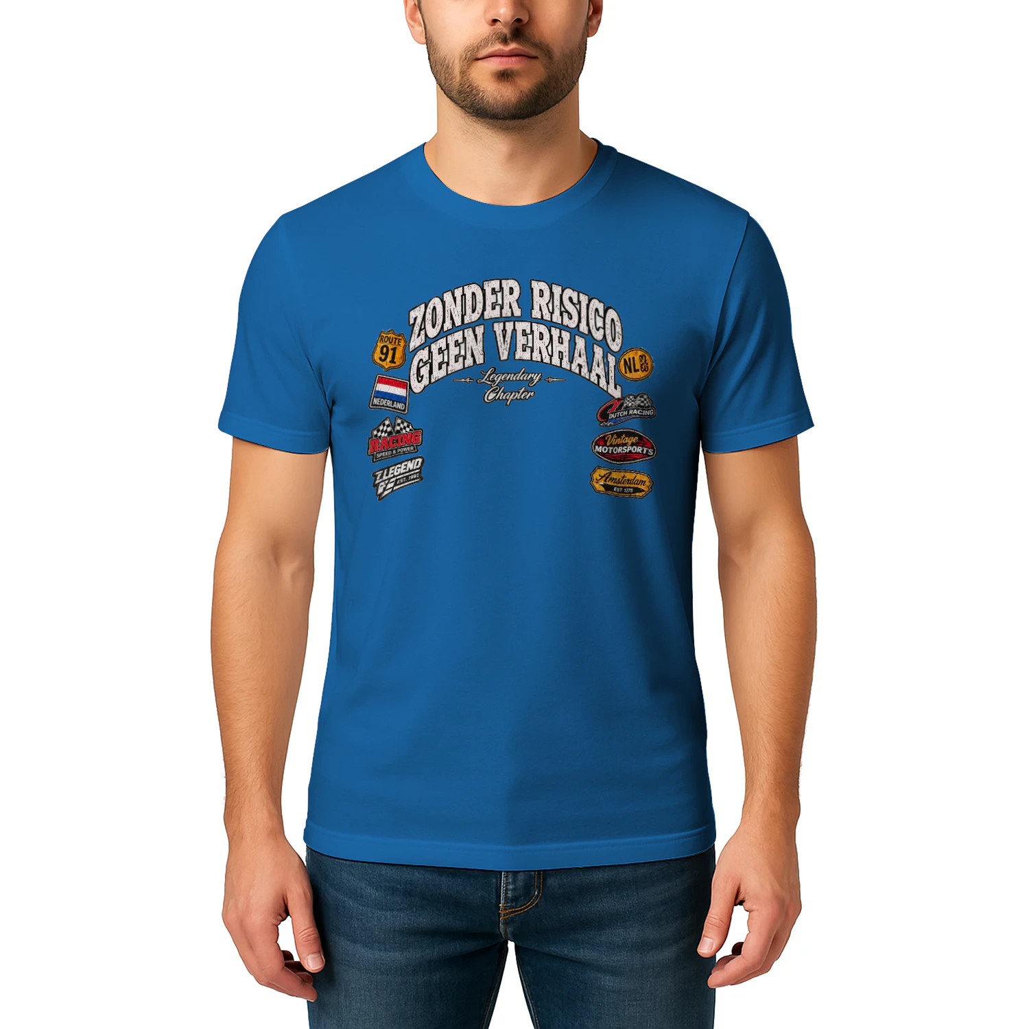 Zonder Risico Geen Verhaal T-Shirt – Vintage Dutch Racing Streetwear