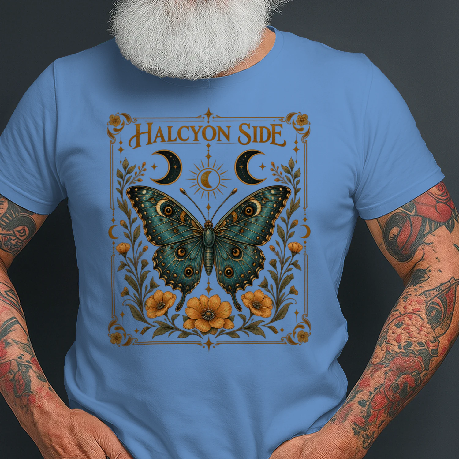 Mystical Butterfly Vintage T-Shirt – Celestial Boho Botanical Design
