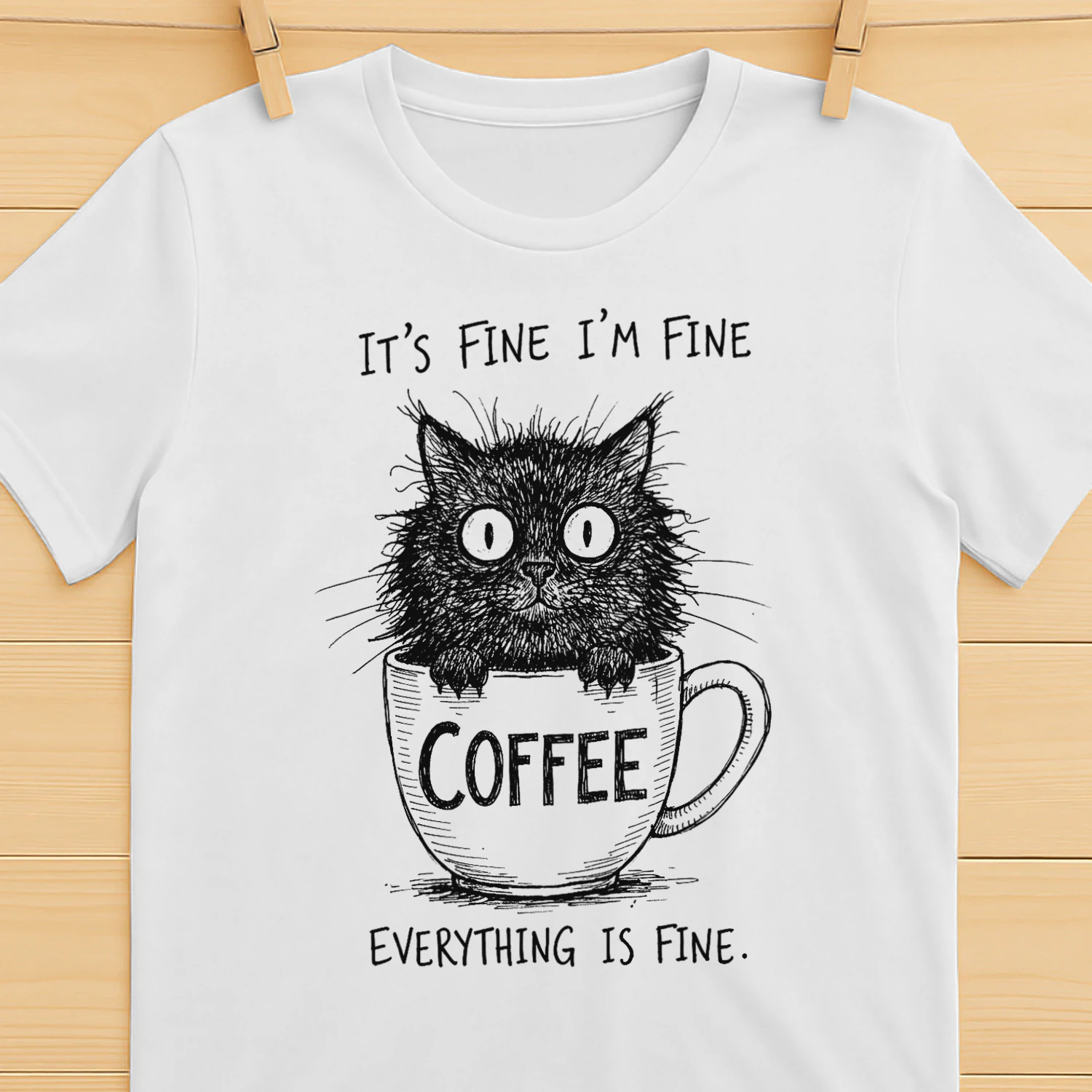 It´s Fine I´m Fine Everything is Fine Cat Funny Coffee