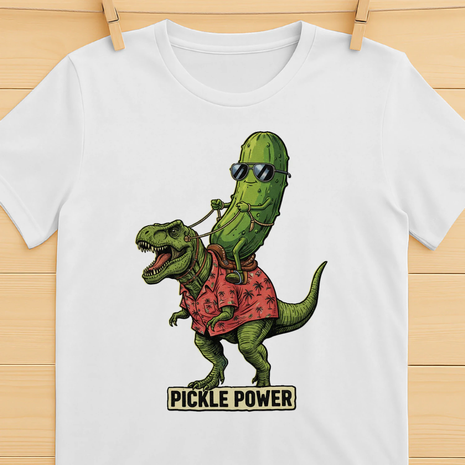 Pickle Riding a Dinosaur T-Rex 