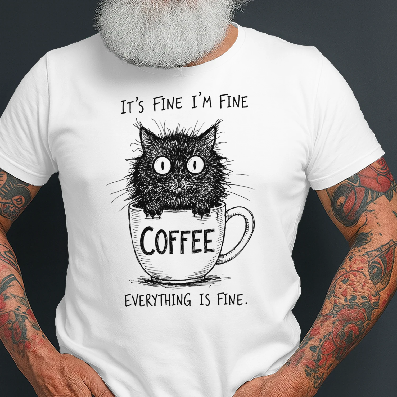 It´s Fine I´m Fine Everything is Fine Cat Funny Coffee