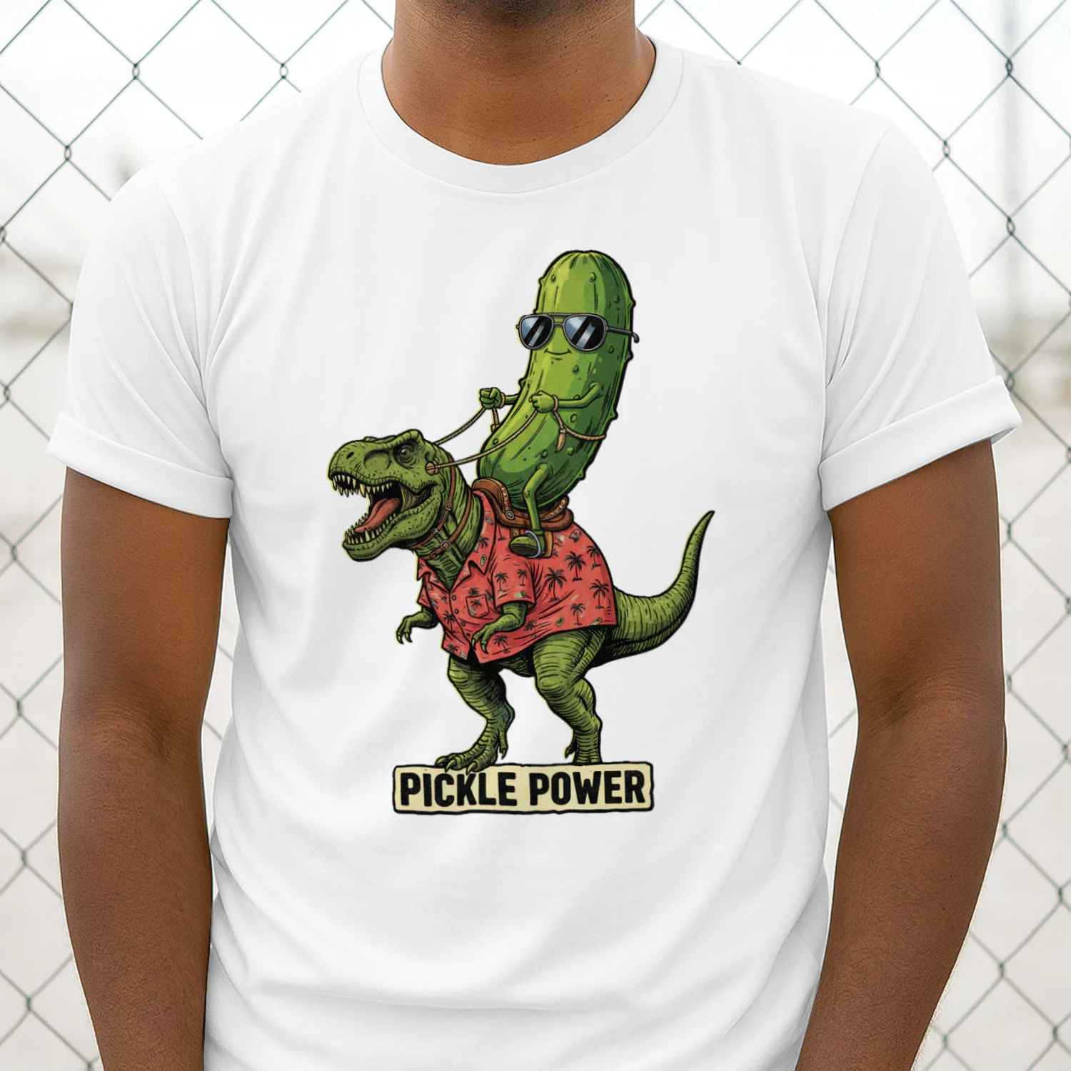 Pickle Riding a Dinosaur T-Rex 