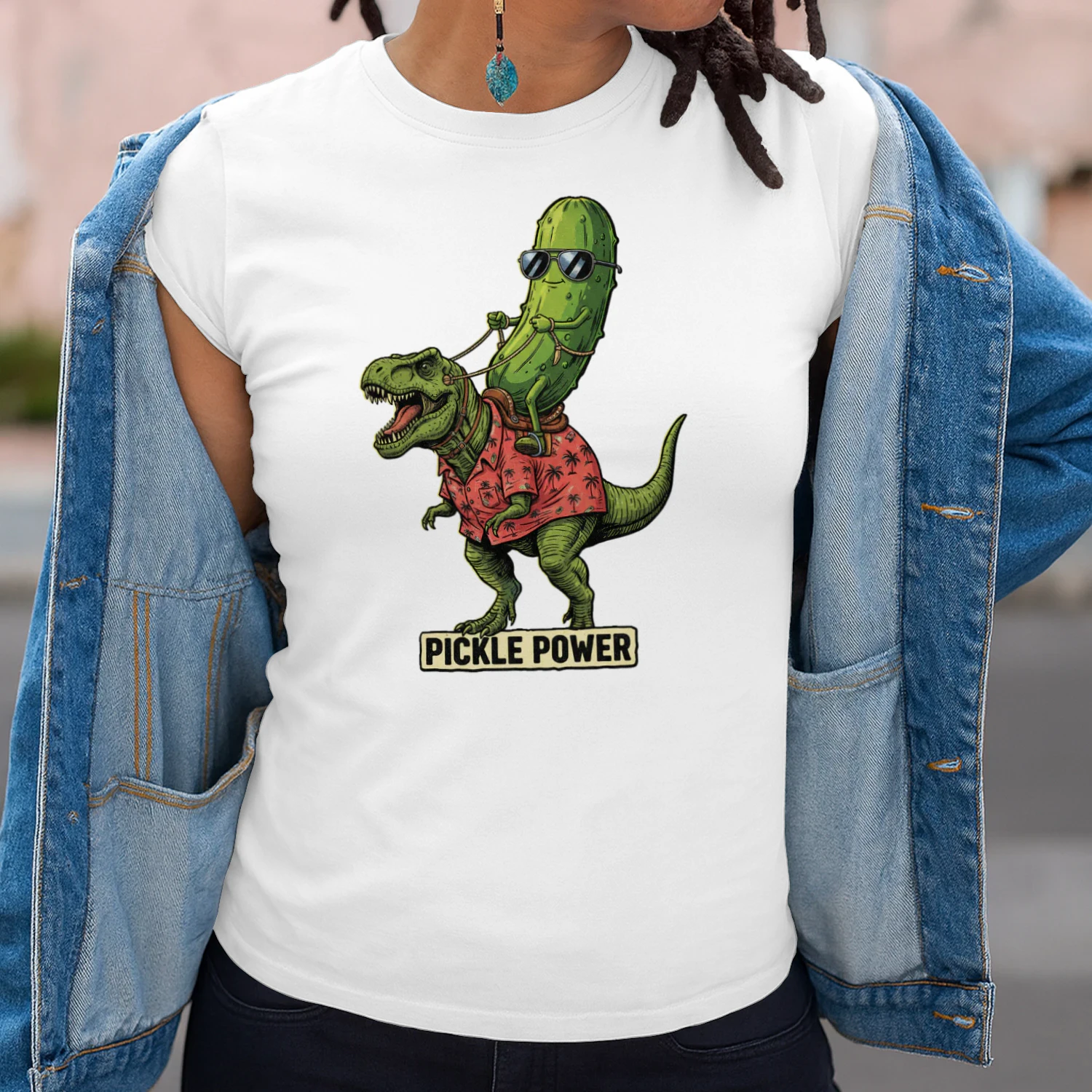 Pickle Riding a Dinosaur T-Rex 
