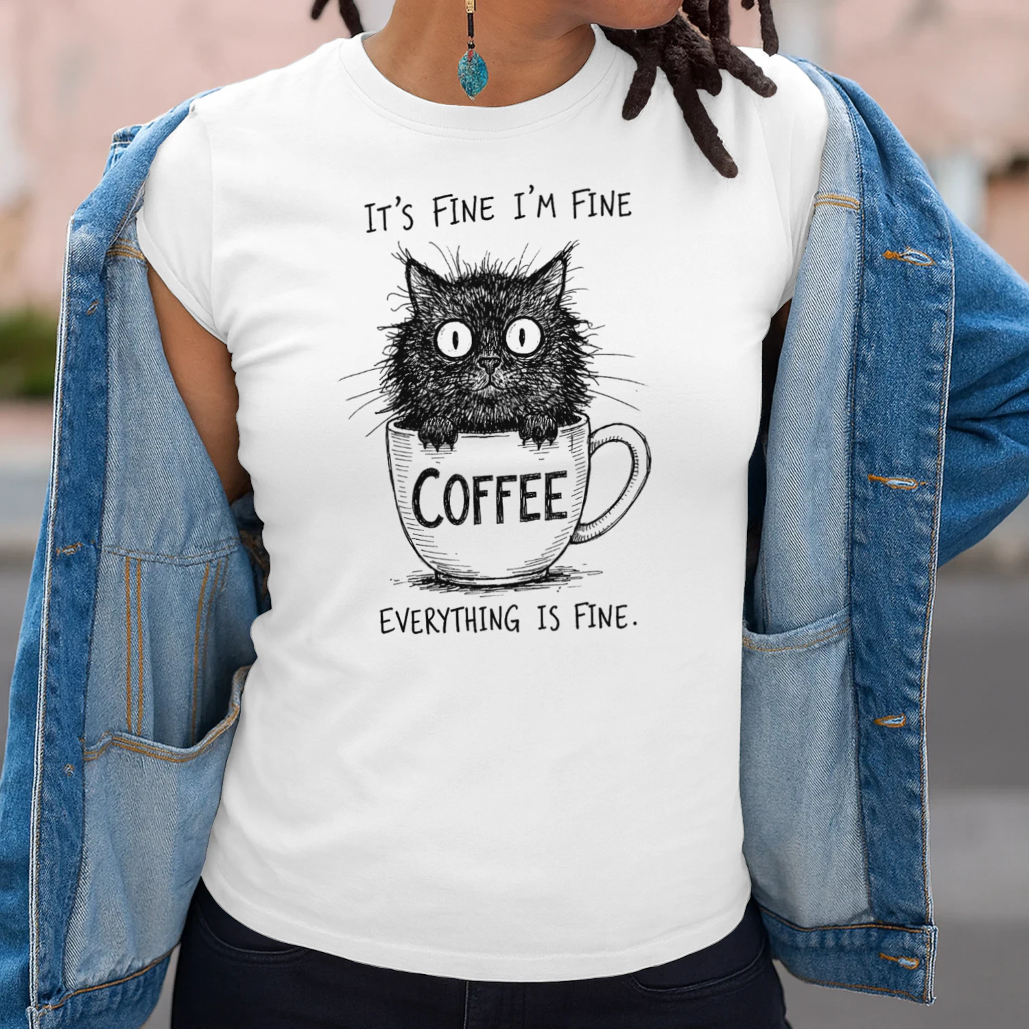 It´s Fine I´m Fine Everything is Fine Cat Funny Coffee