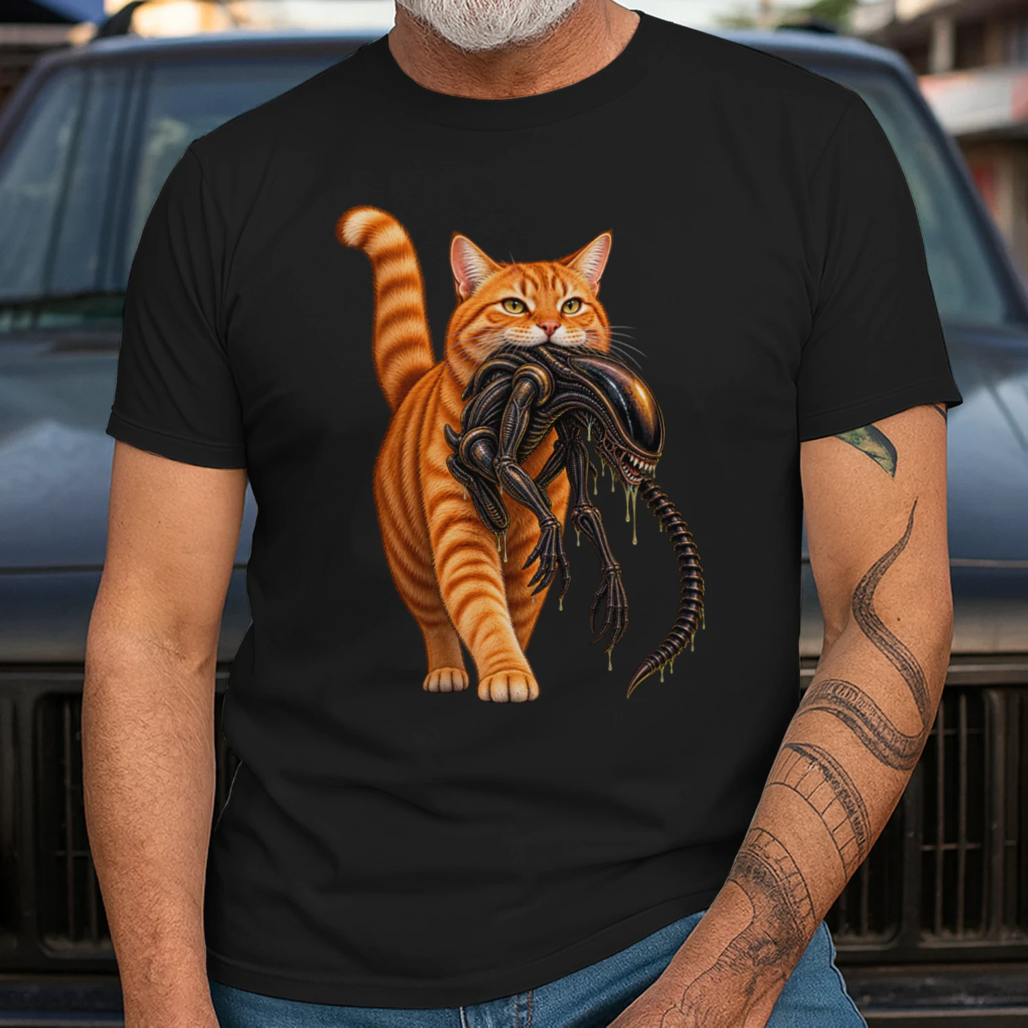Cat Carrying Alien Halloween