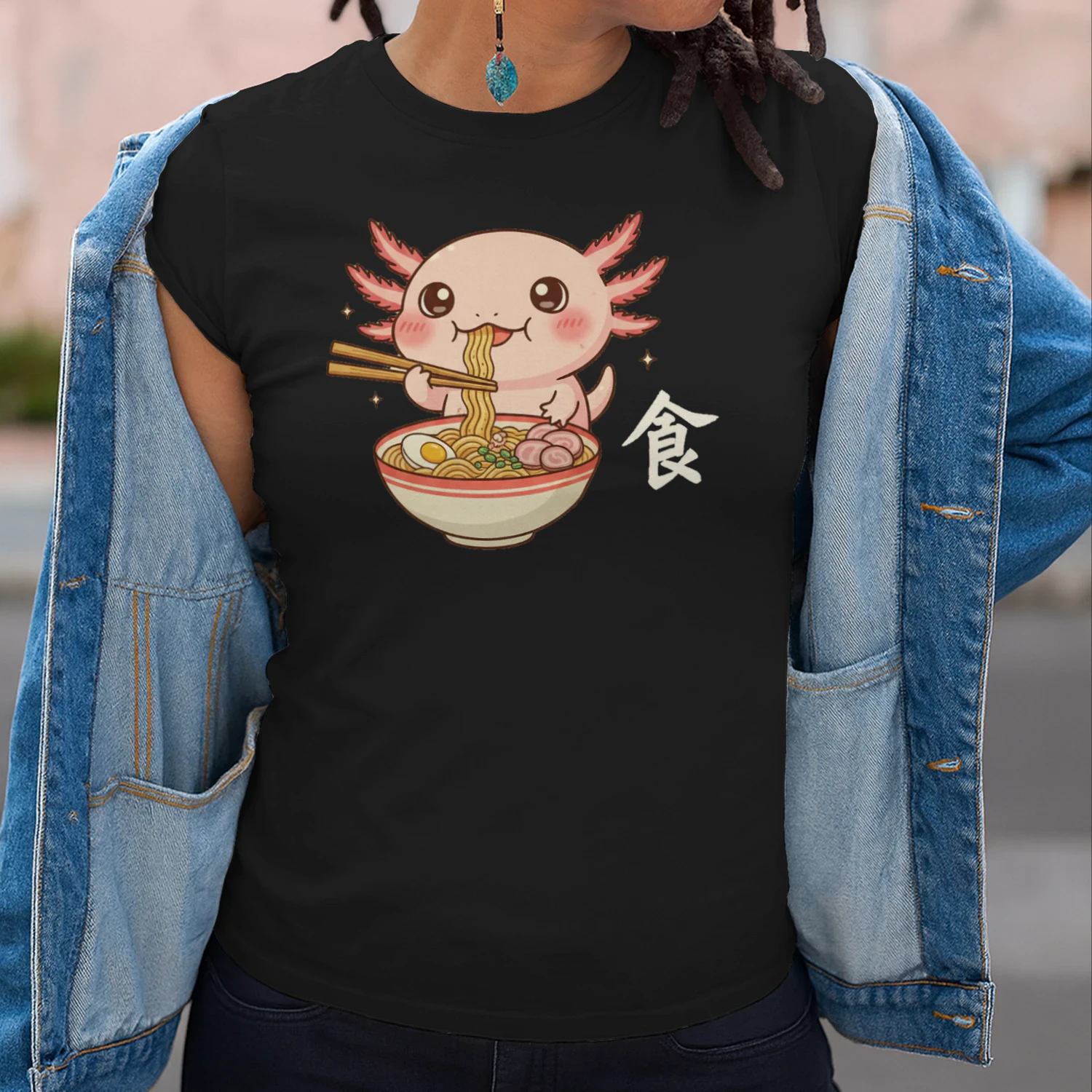 Funny Axolotl Ramen Tee Japanese Kawaii Anime Axolotl 