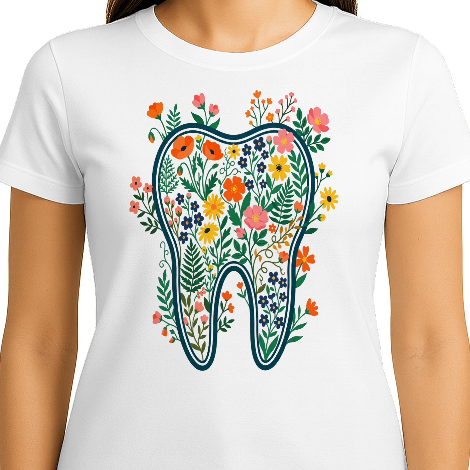 Floral Tooth T-Shirt | Colorful Dentist Gift Shirt