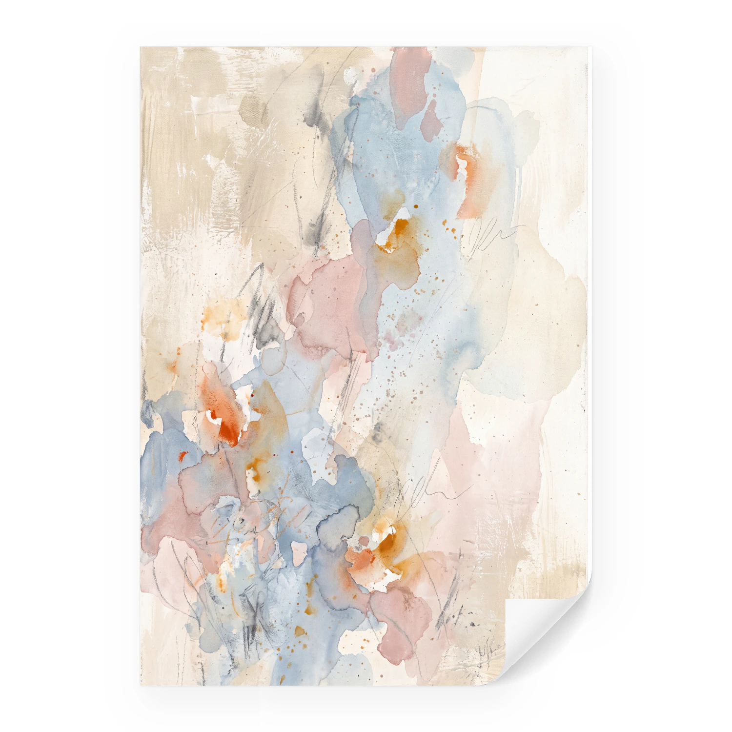 Dreamy Pastel Watercolor Floral, Blue Blush Peach