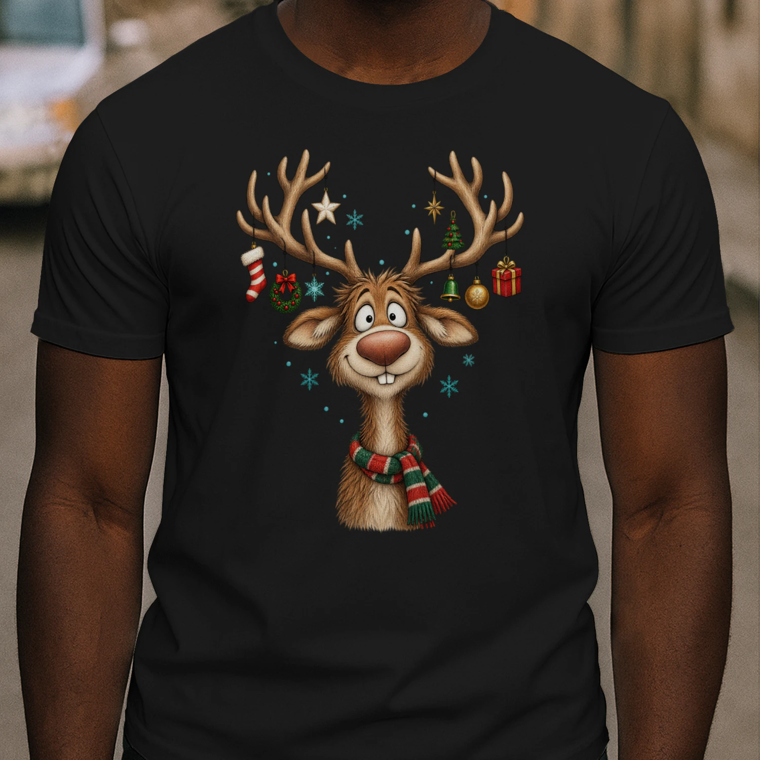 Funny Reindeer Christmas Shirt, Comfort Colors Cute Reindeer Tee, Vintage Holiday T-Shirt, Women’s Christmas Gift, Xmas Family Shirt