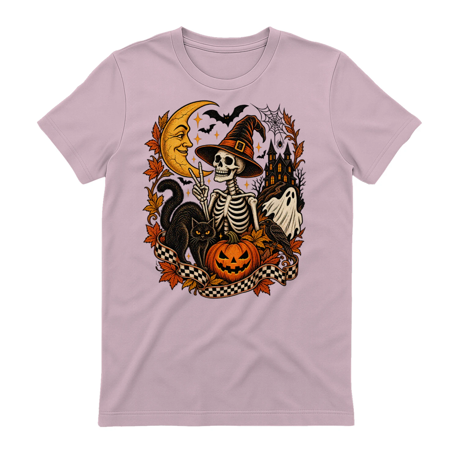 Vintage Halloween Skeleton Witch T-Shirt