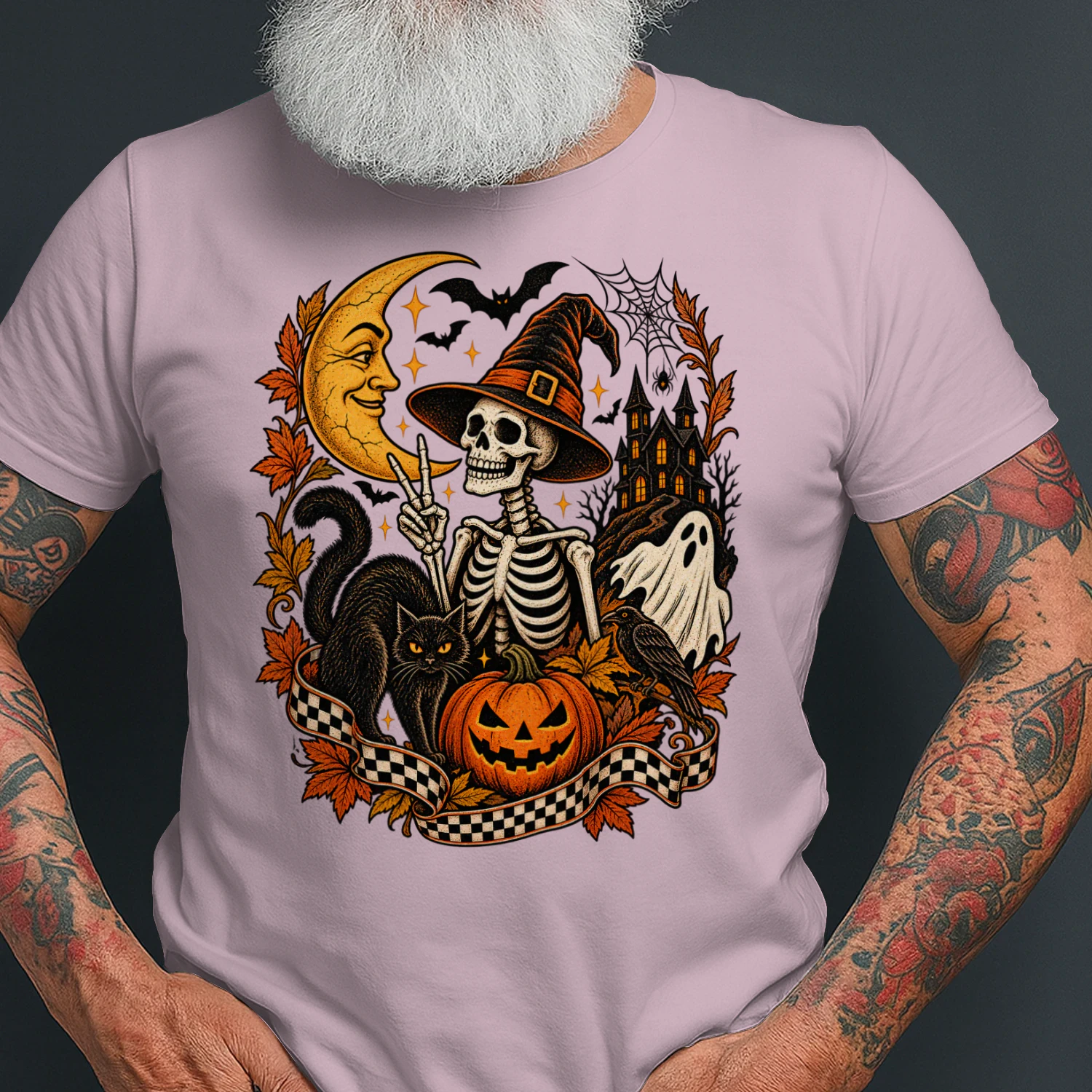 Vintage Halloween Skeleton Witch T-Shirt