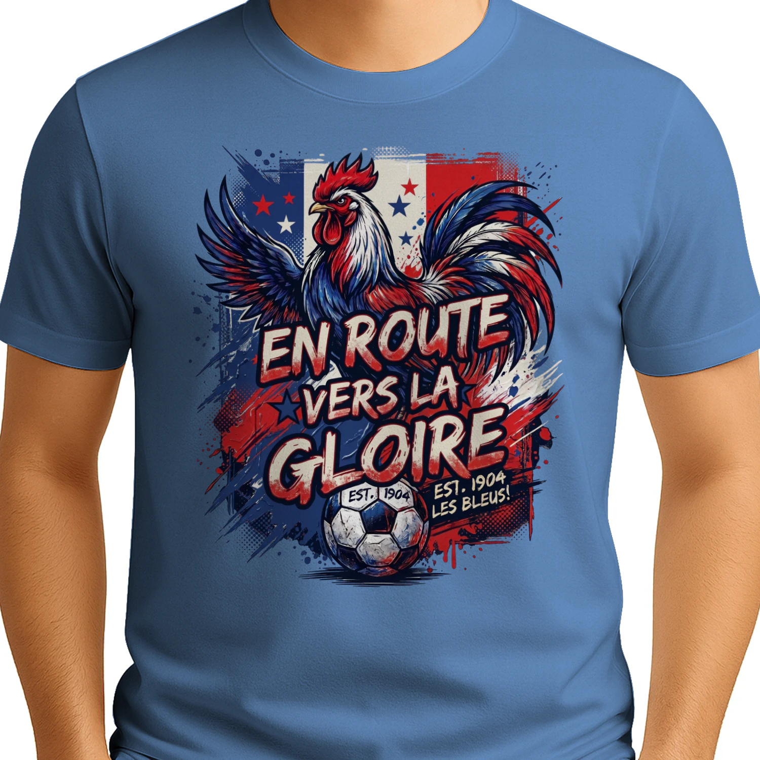 T-Shirt Coq Français Vintage | Supporter de l'Équipe de France | Maillot Style Foot Rétro