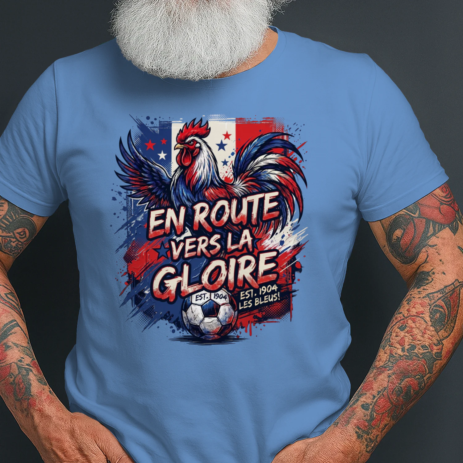 T-Shirt Coq Français Vintage | Supporter de l'Équipe de France | Maillot Style Foot Rétro