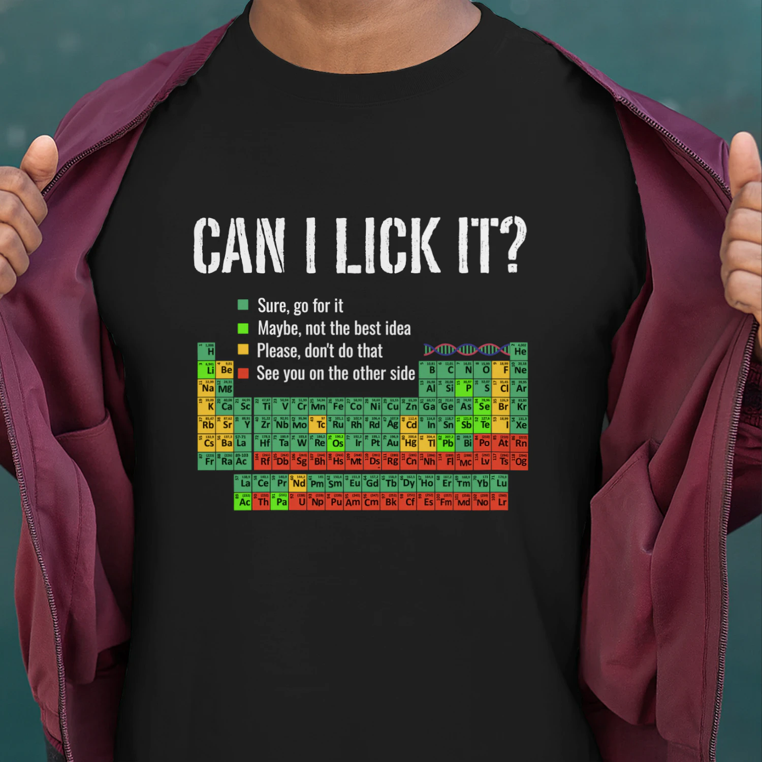 Shirt - | Can I Lick It? Periodic Table Funny Design