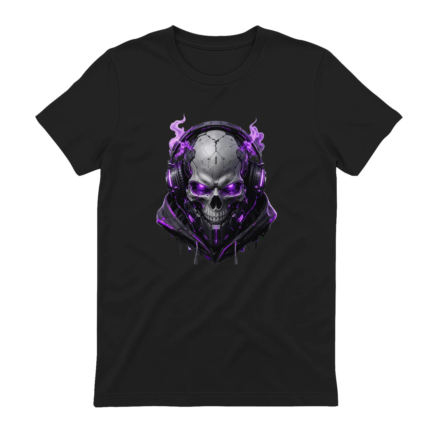 Cyber Skull Graphic Tee – Neon Purple Cyberpunk